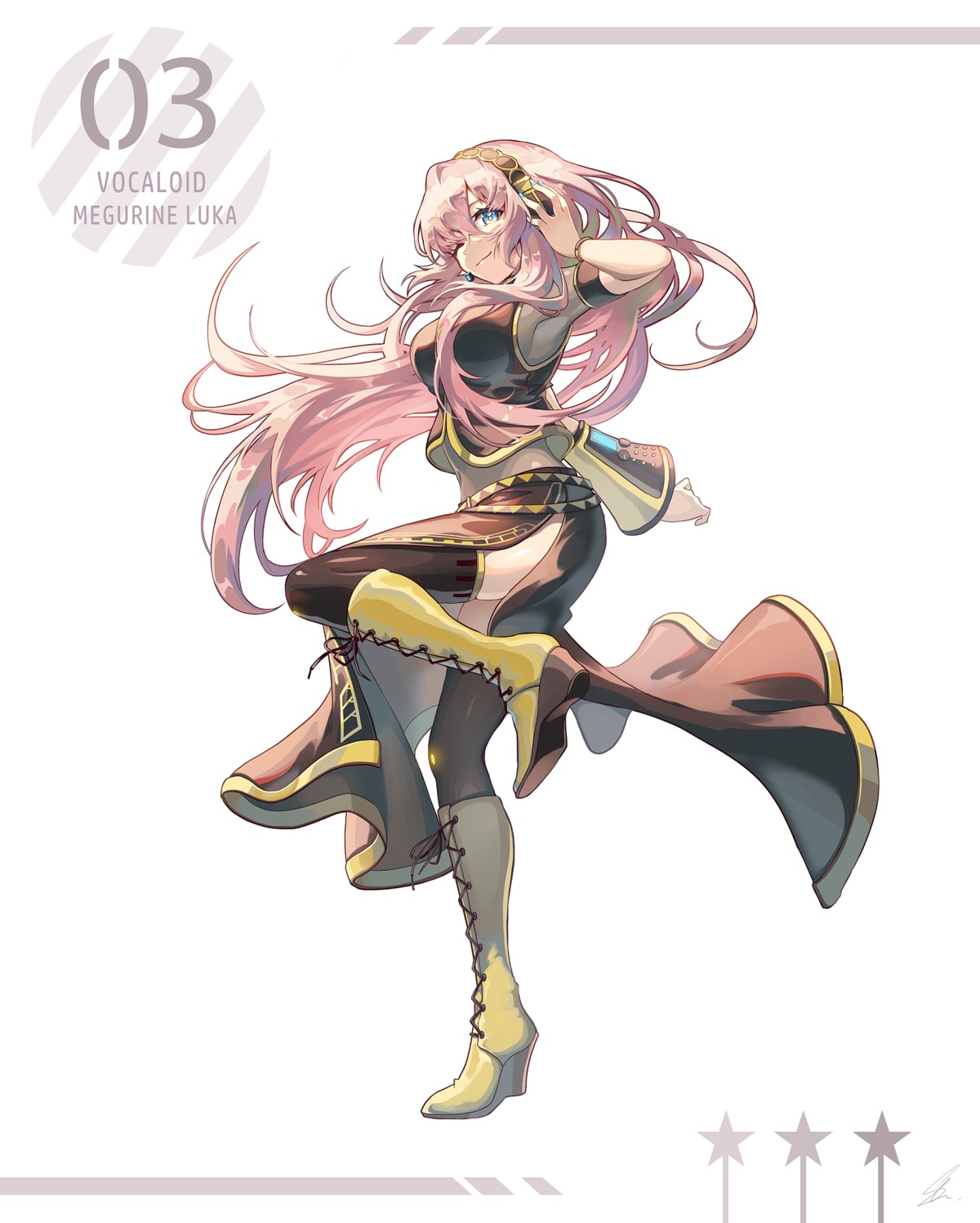 headphones heels megurine_luka saihate thighhighs vocaloid