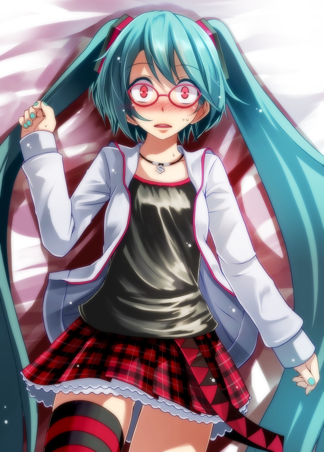 hatsune_miku megane thighhighs tsukishiro_saika vocaloid