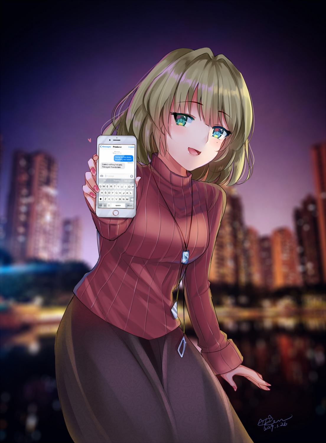 heterochromia kevn sweater takagaki_kaede the_idolm@ster the_idolm@ster_cinderella_girls