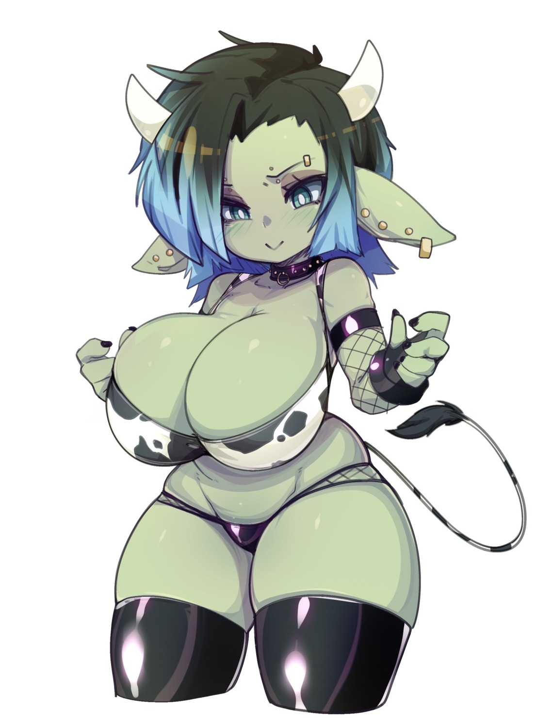 animal_ears bikini fishnets horns slugbox swimsuits tail thighhighs