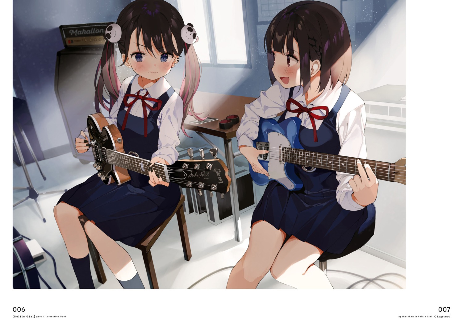 gaou_(matsulatte) guitar okada_ayaka seifuku suzumori_aika