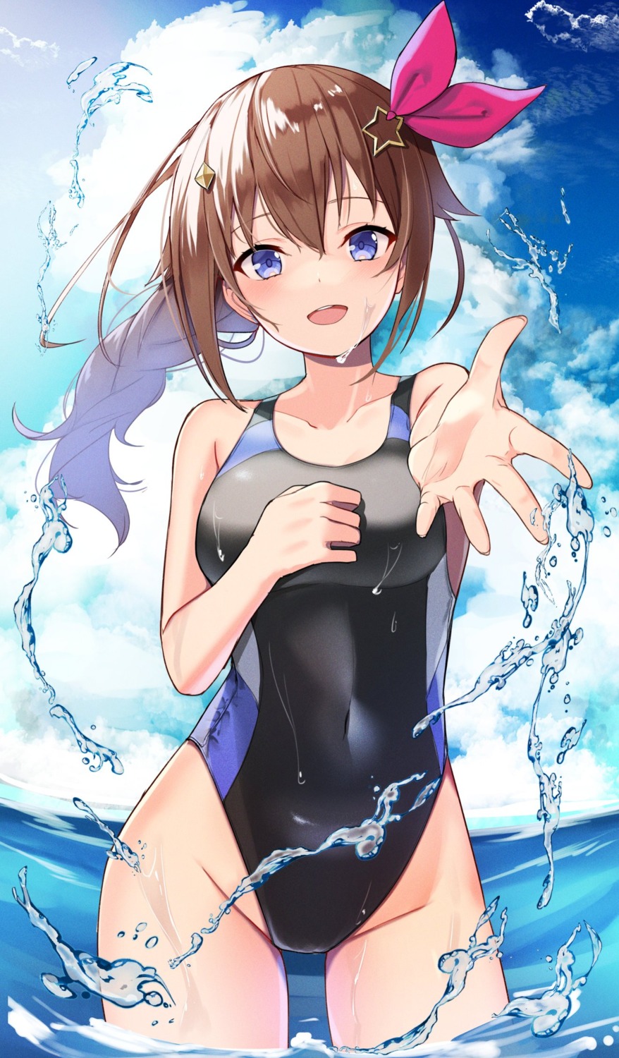 hololive swimsuits tokino_sora tokino_sora_channel wet yuuzuki_(re'ef)