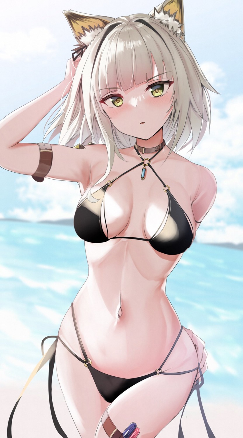 animal_ears arknights bikini garter kal'tsit_(arknights) swimsuits take_(trude1945oneetyan)