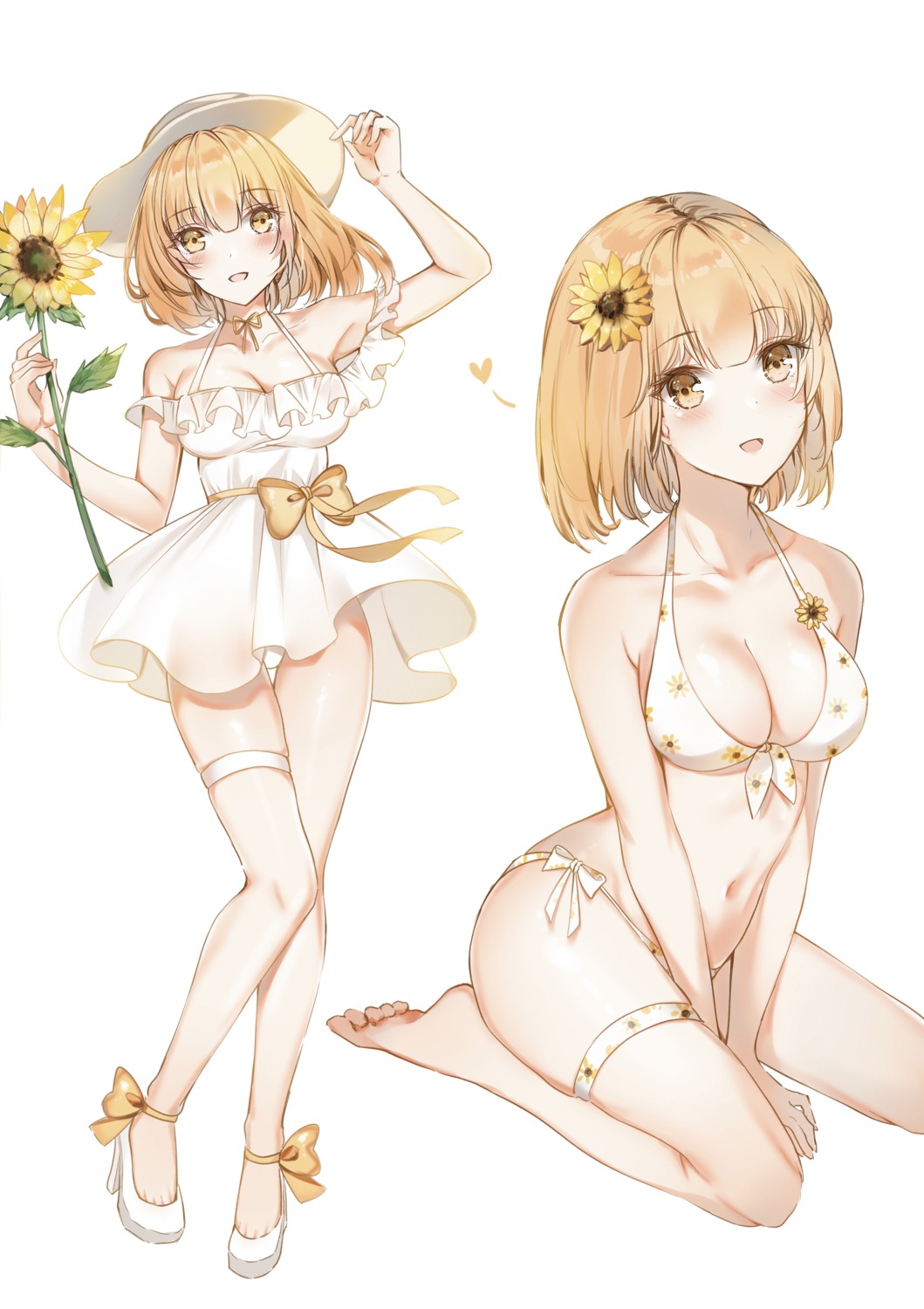 bikini cleavage dress heels see_through summer_dress swimsuits yukineko1018