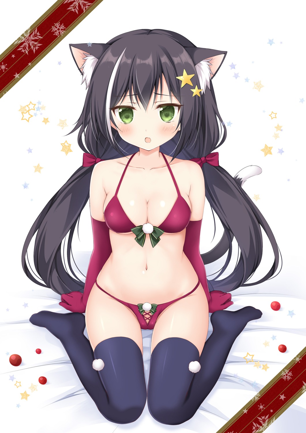 animal_ears bikini cameltoe christmas karyl_(princess_connect) korie_riko princess_connect! princess_connect!_re:dive swimsuits tail thighhighs