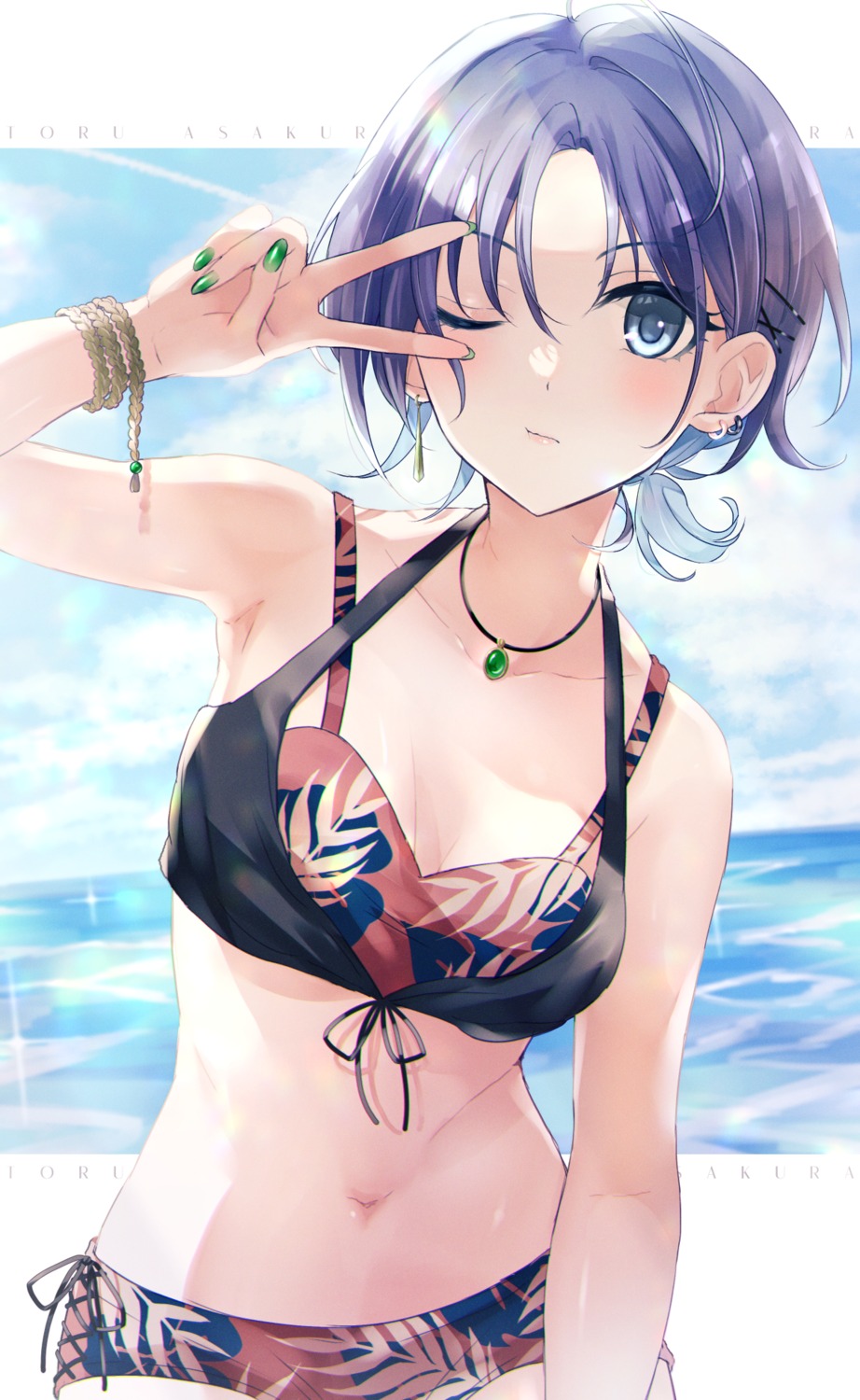 asakura_tooru bikini cleavage kumano09_(yaecha0) swimsuits the_idolm@ster the_idolm@ster_shiny_colors