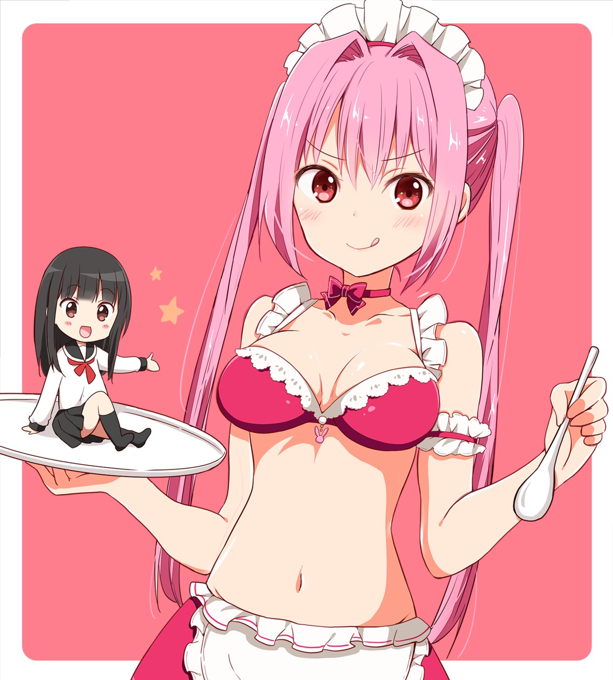 bikini_top chibi cleavage maid ragho_no_erika seifuku swimsuits