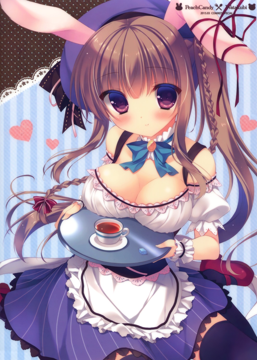 animal_ears bunny_ears cleavage heels peach_candy thighhighs waitress watakubi yukie