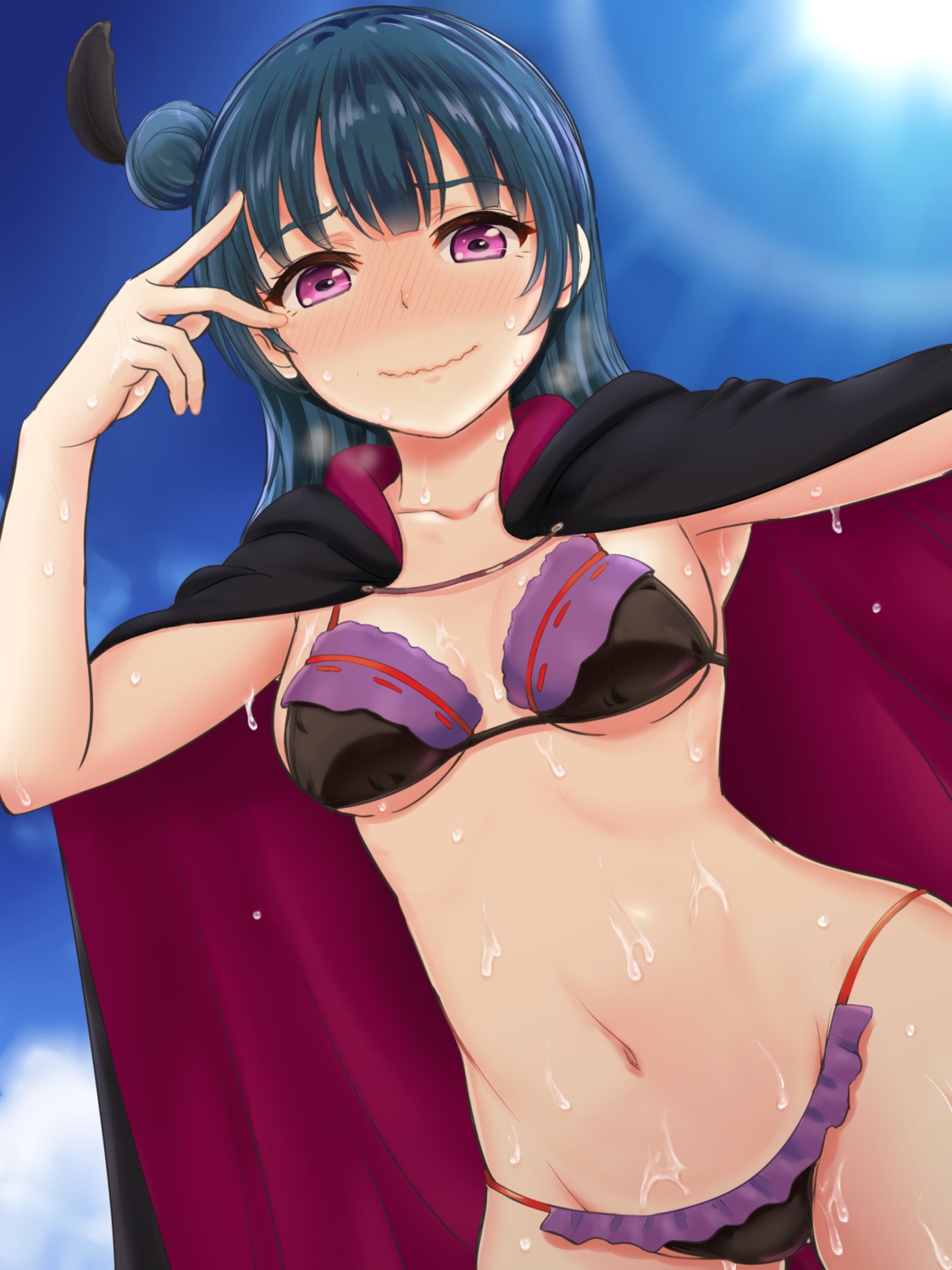 bikini cleavage inanaki_shiki love_live!_sunshine!! swimsuits tsushima_yoshiko underboob wet