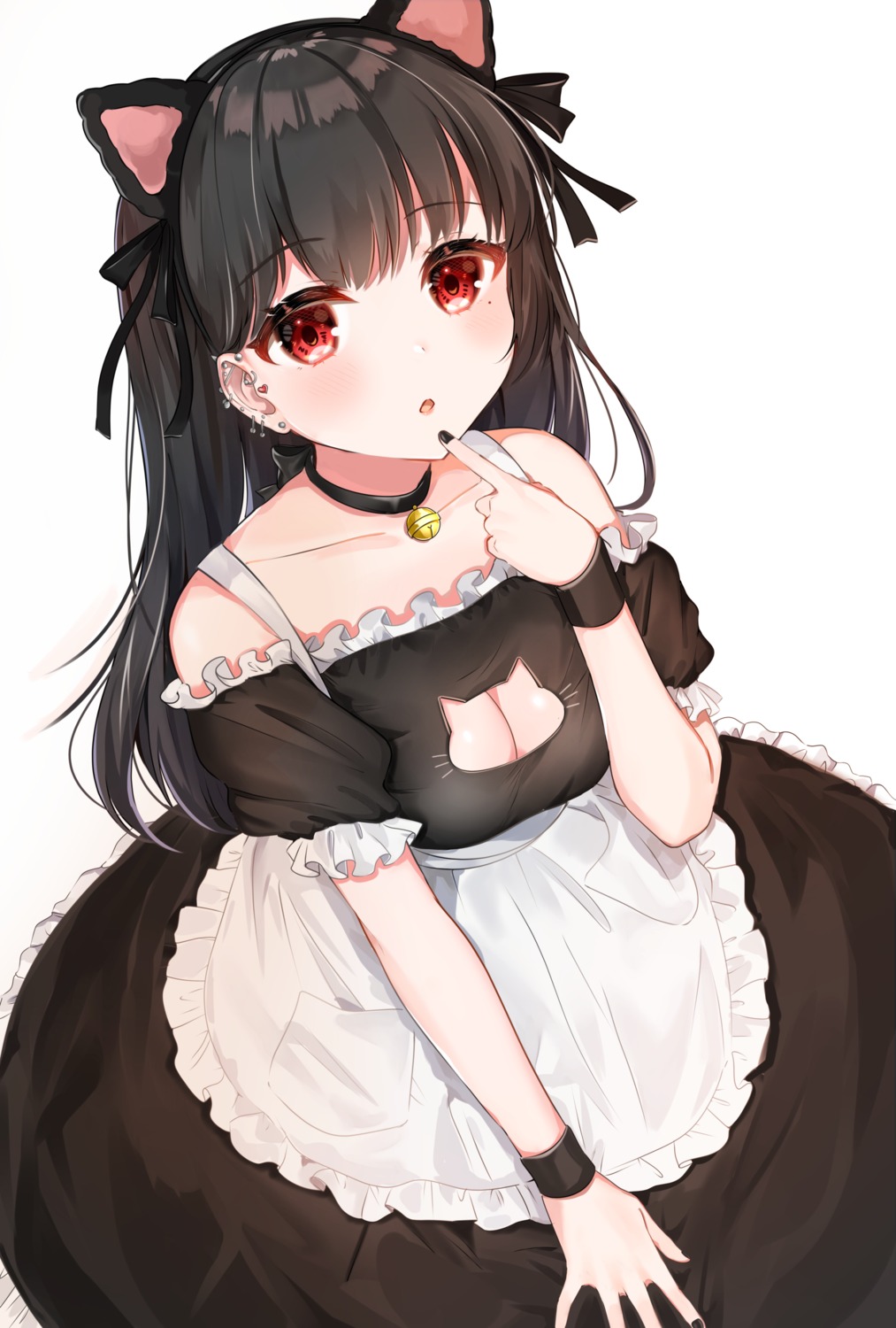 animal_ears breast_hold cleavage katsushika_pachi maid nekomimi