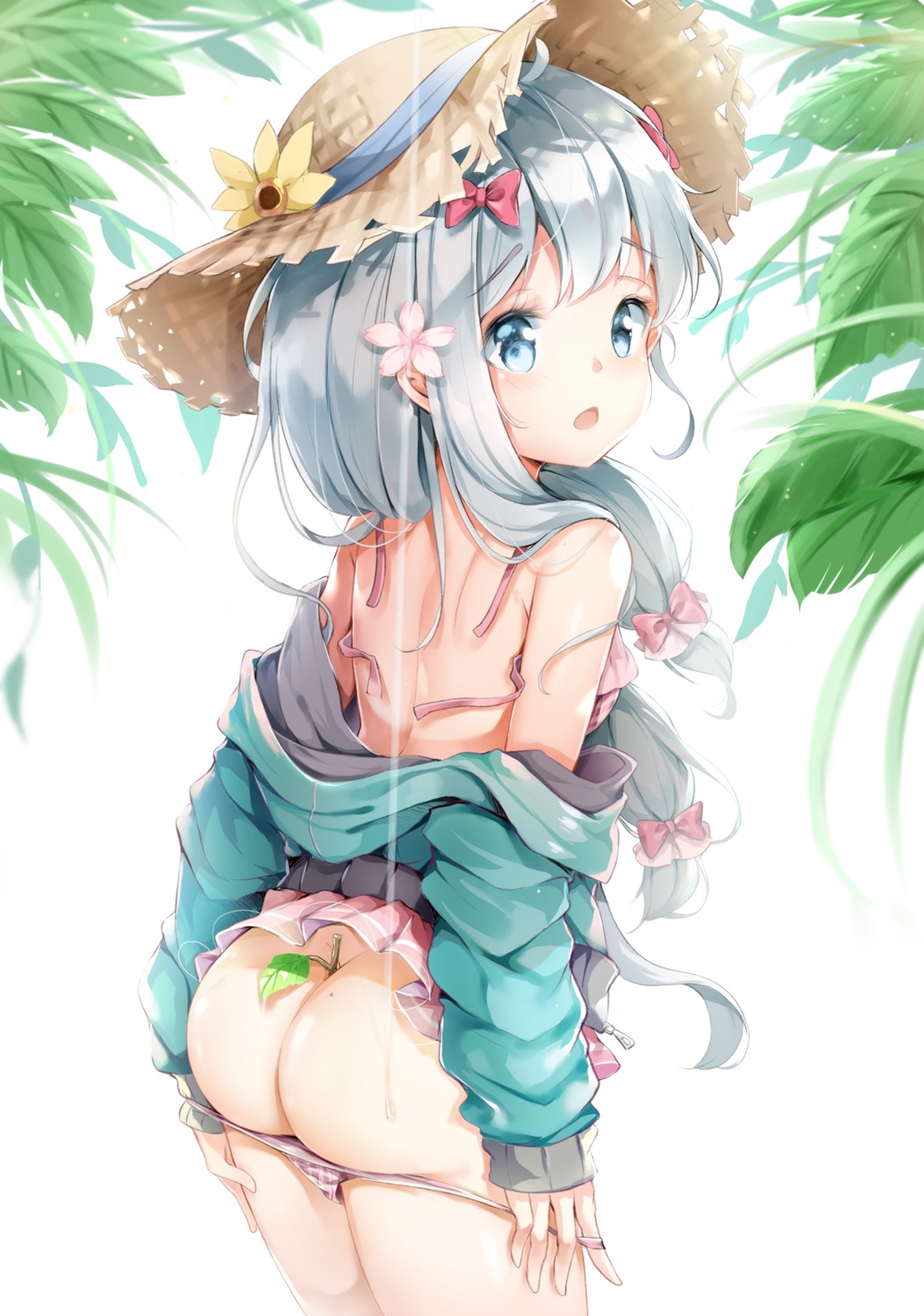 ass bikini chintora0201 eromanga-sensei izumi_sagiri loli open_shirt panty_pull swimsuits undressing wardrobe_malfunction