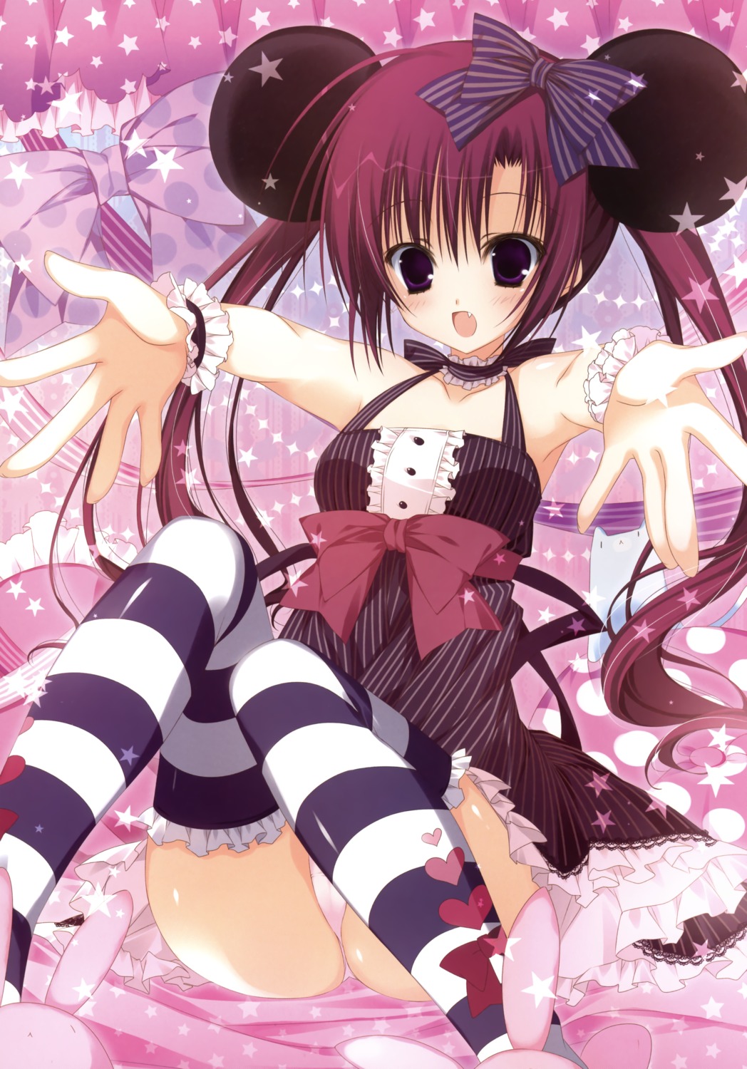 animal_ears dress inugami_kira pantsu thighhighs