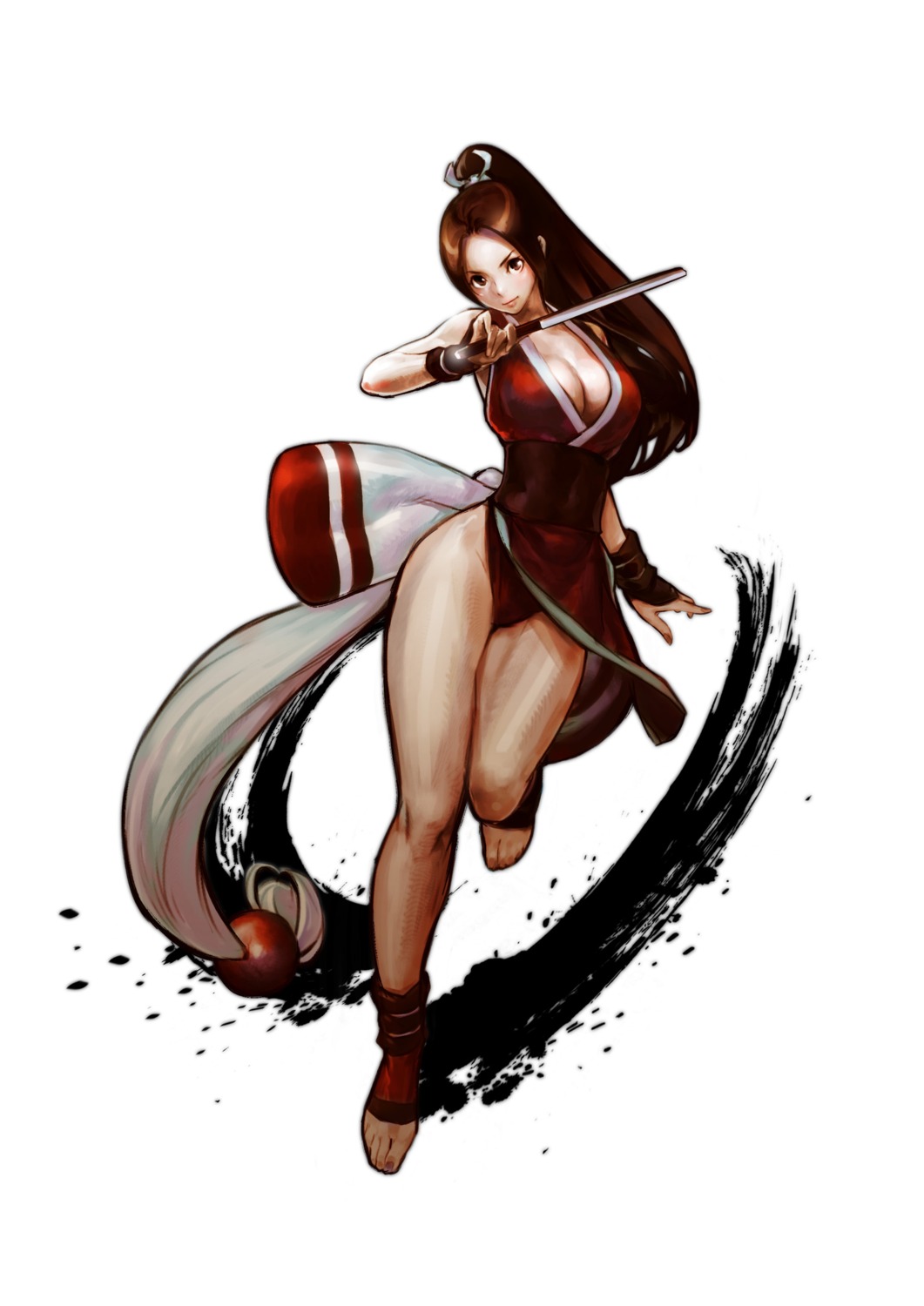 cleavage fatal_fury hiroaki japanese_clothes king_of_fighters ninja no_bra shiranui_mai snk