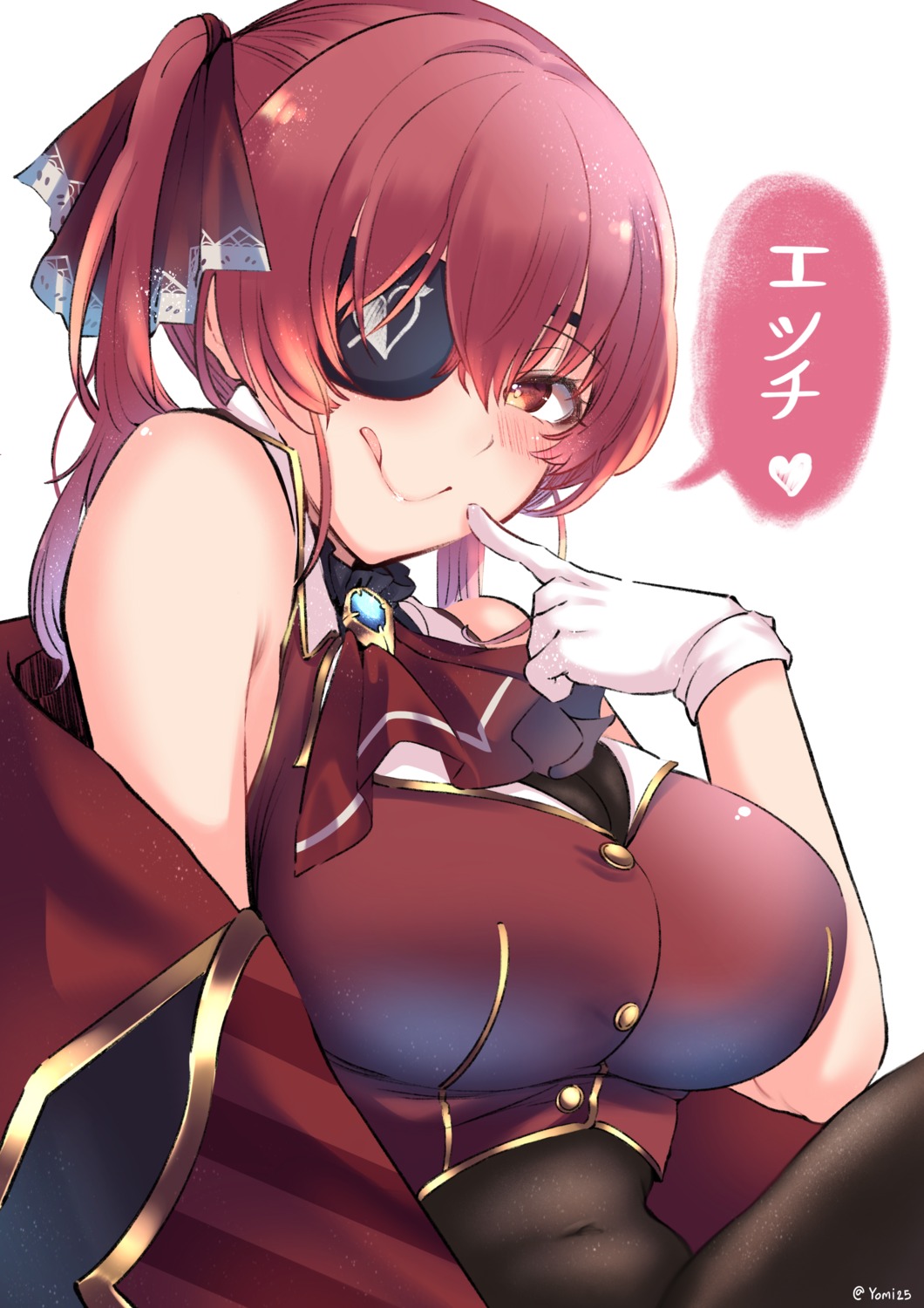 akano_yomi eyepatch hololive houshou_marine pantyhose