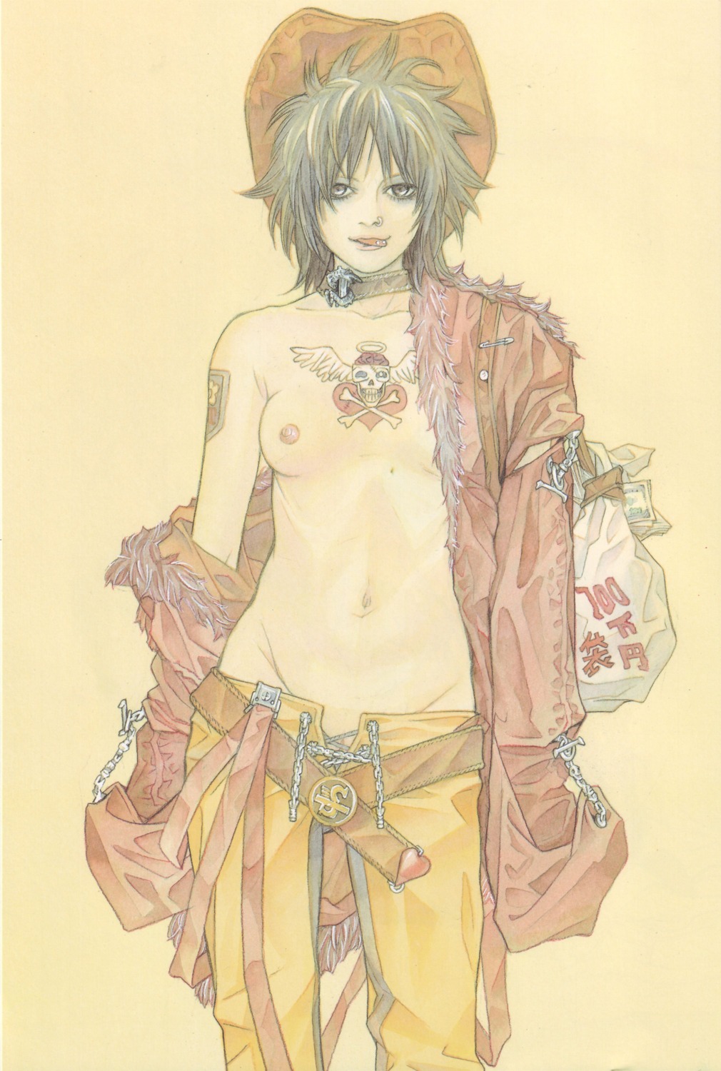 asada_hiroyuki breasts nipples no_bra nopan open_shirt pussy