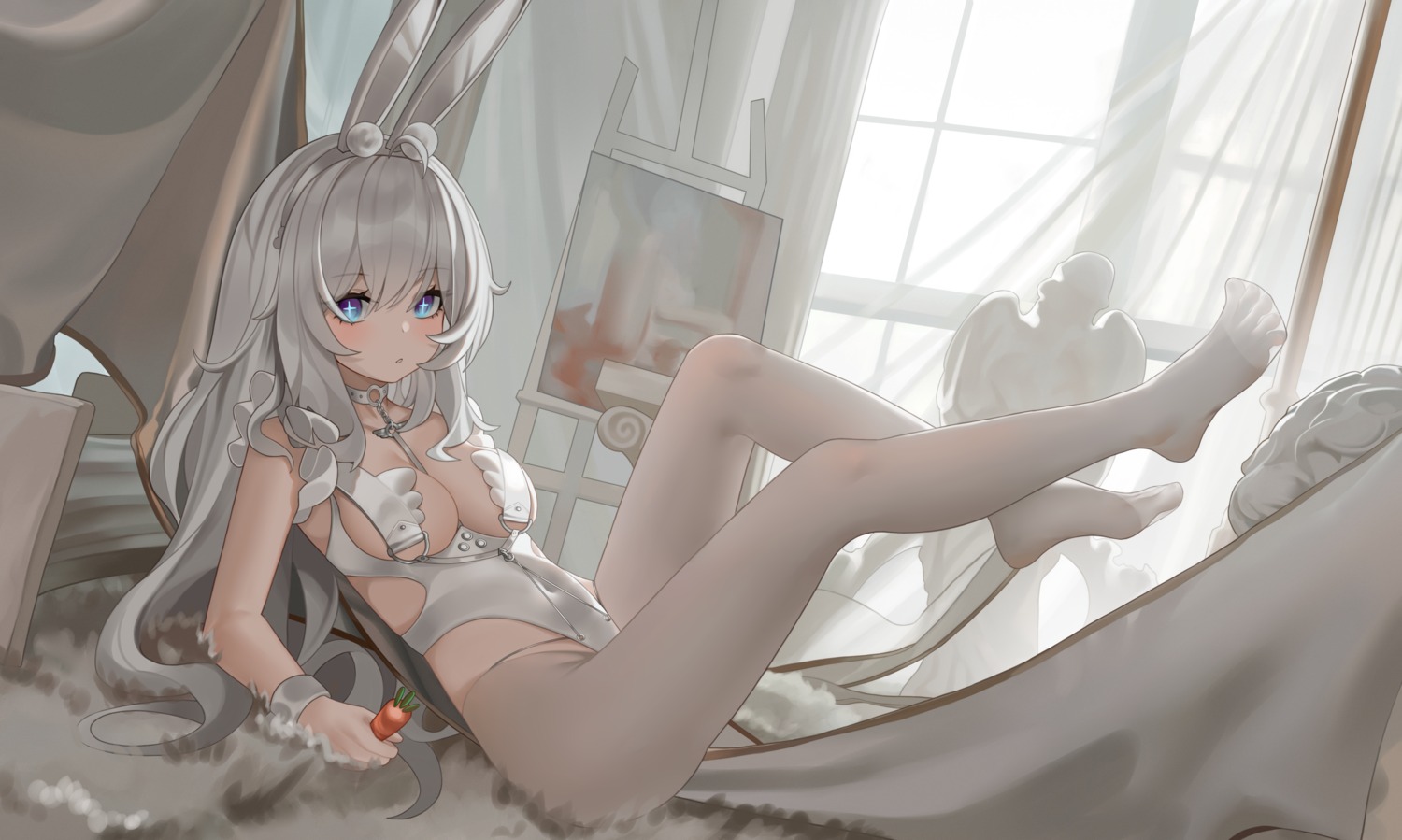 animal_ears azur_lane bunny_ears bunny_girl le_malin_(azur_lane) loli no_bra pantyhose shi_le_yuan