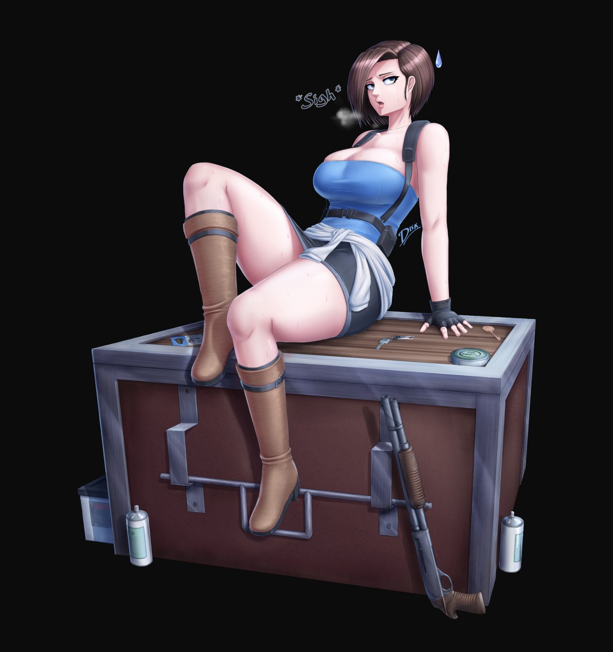 diskette0 gun jill_valentine no_bra resident_evil_3