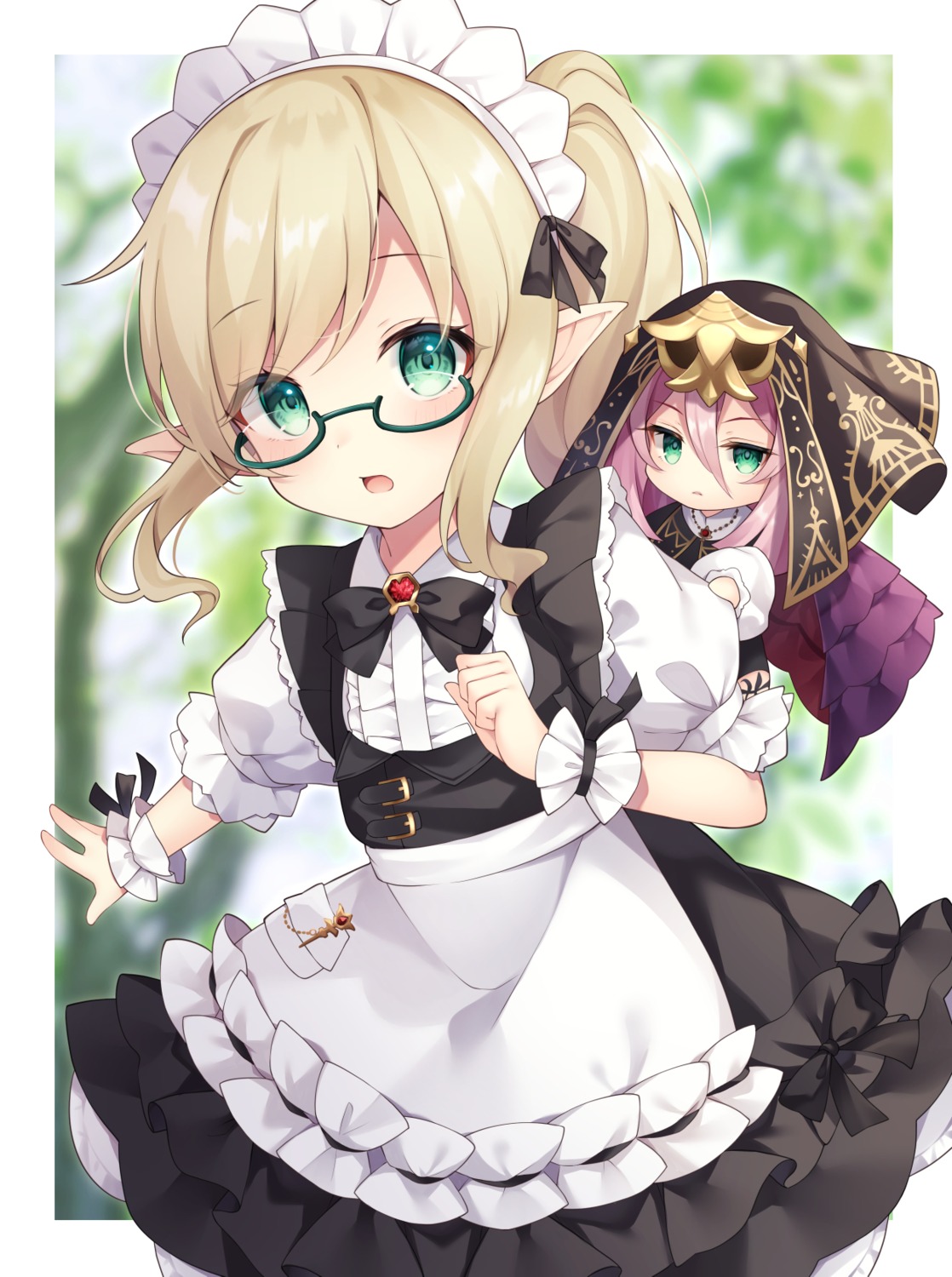 chibi final_fantasy final_fantasy_xiv lalafell maid megane miy@ pointy_ears