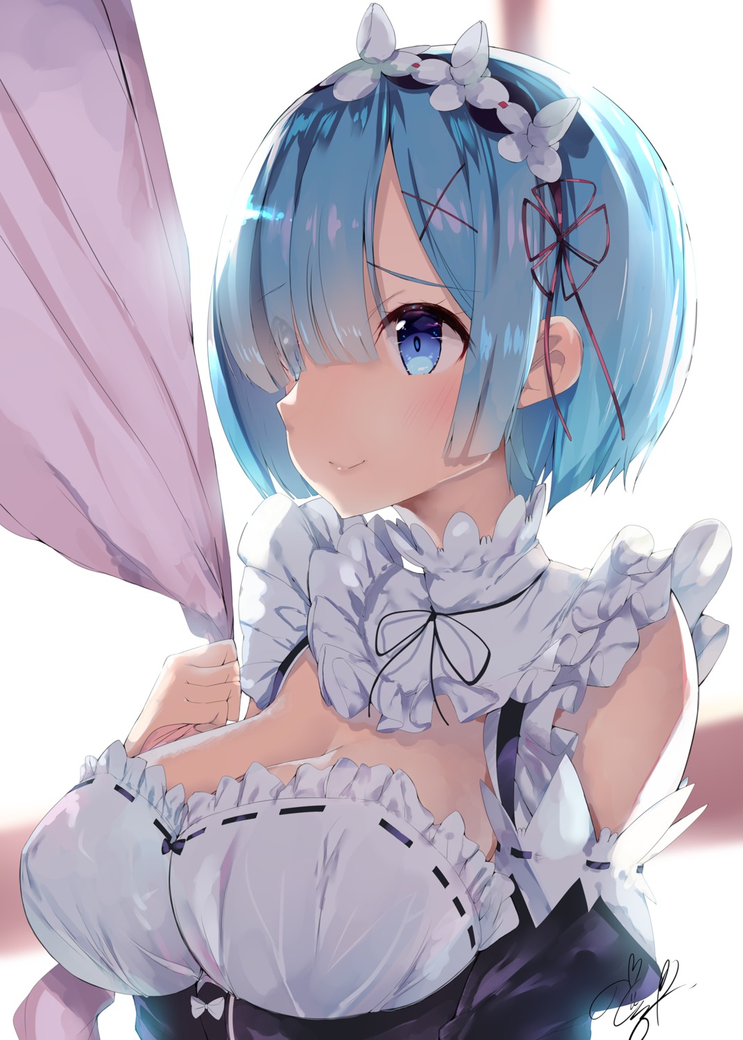 cleavage maid noto_kurumi re_zero_kara_hajimeru_isekai_seikatsu rem_(re_zero)