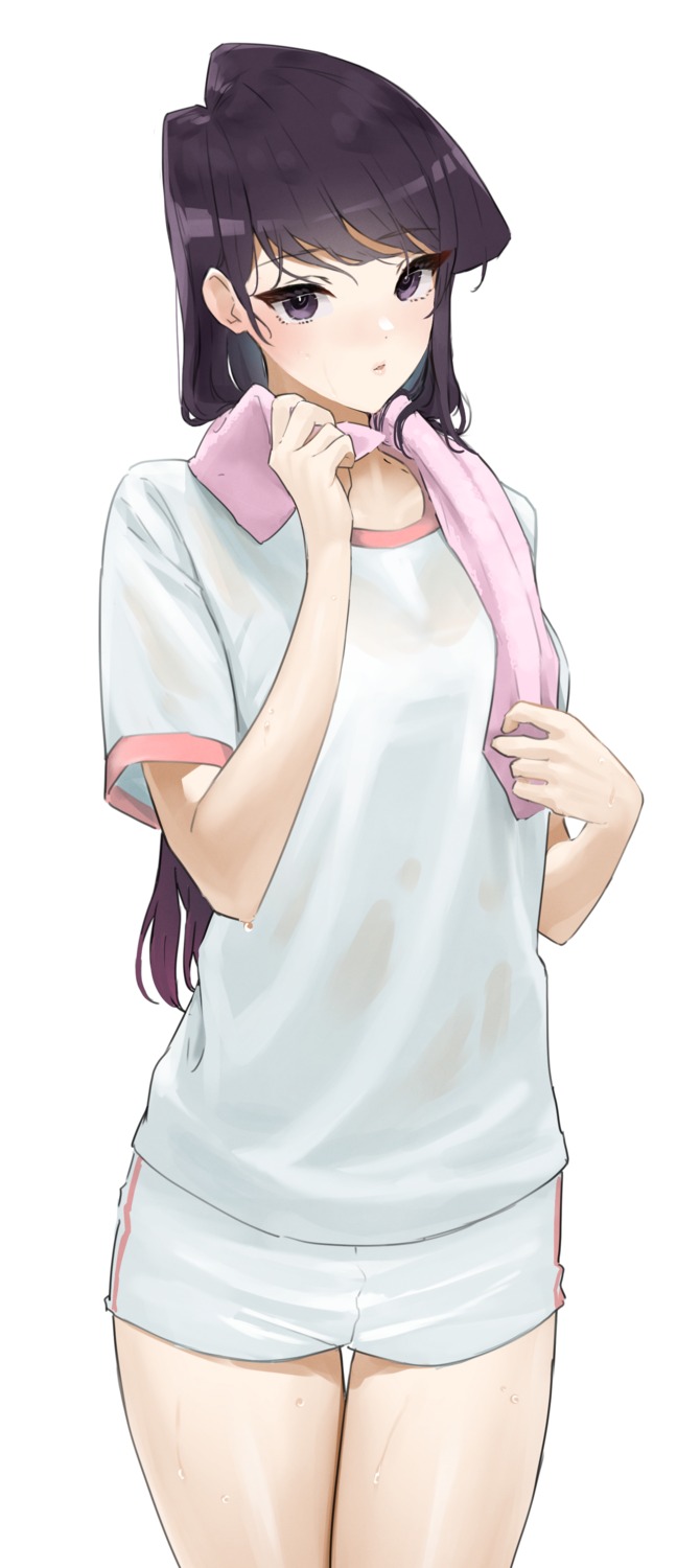 gym_uniform komi-san_wa_komyushou_desu. komi_shouko see_through takita_(takita3411) wet_clothes