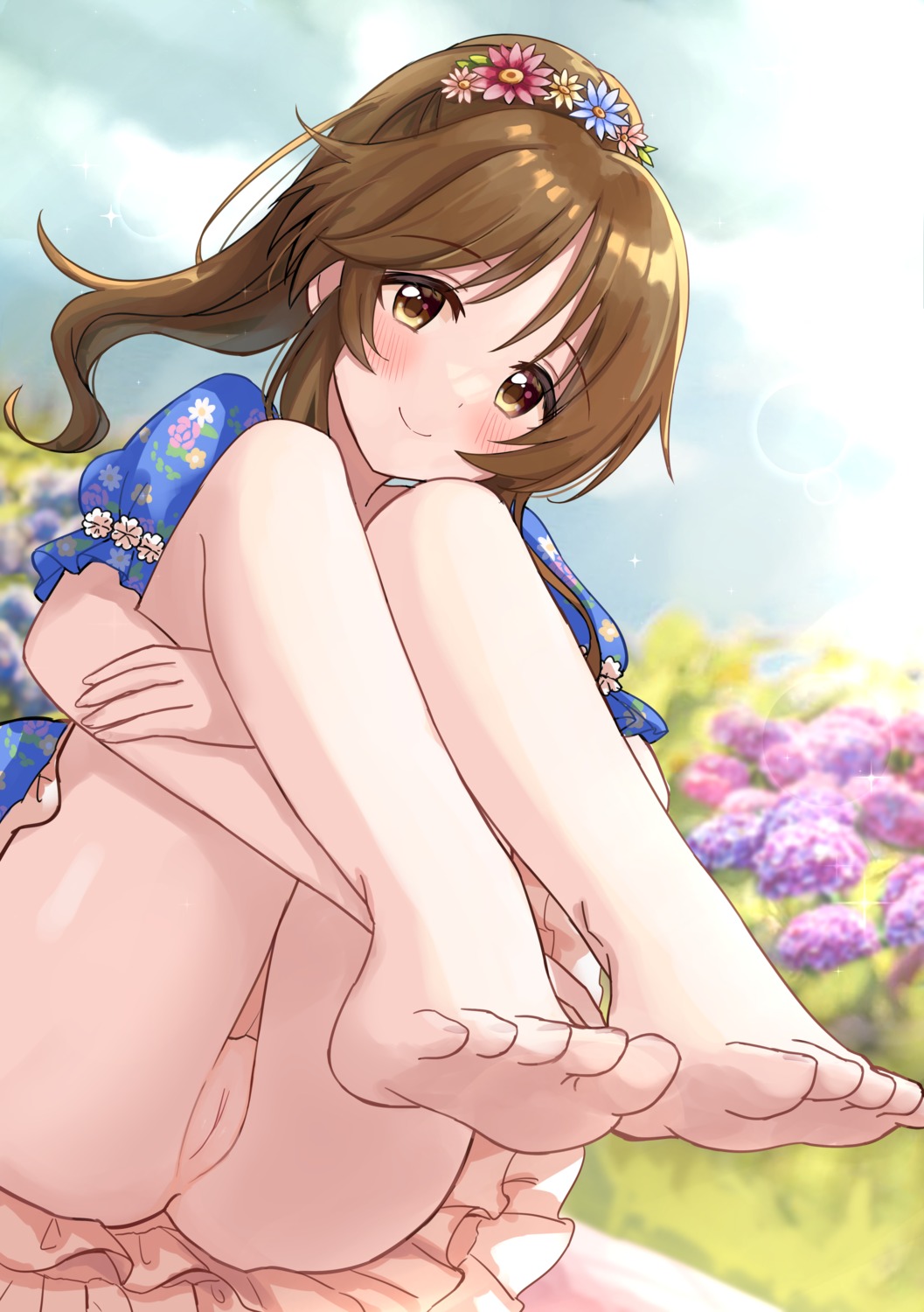 eluthel feet nopan pussy skirt_lift takamori_aiko the_idolm@ster the_idolm@ster_cinderella_girls uncensored