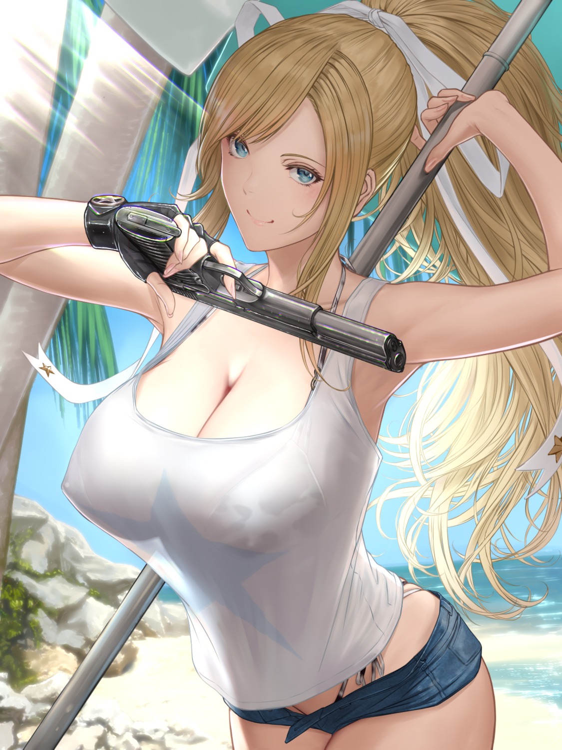 bikini erect_nipples gun see_through shisshou_senkoku swimsuits