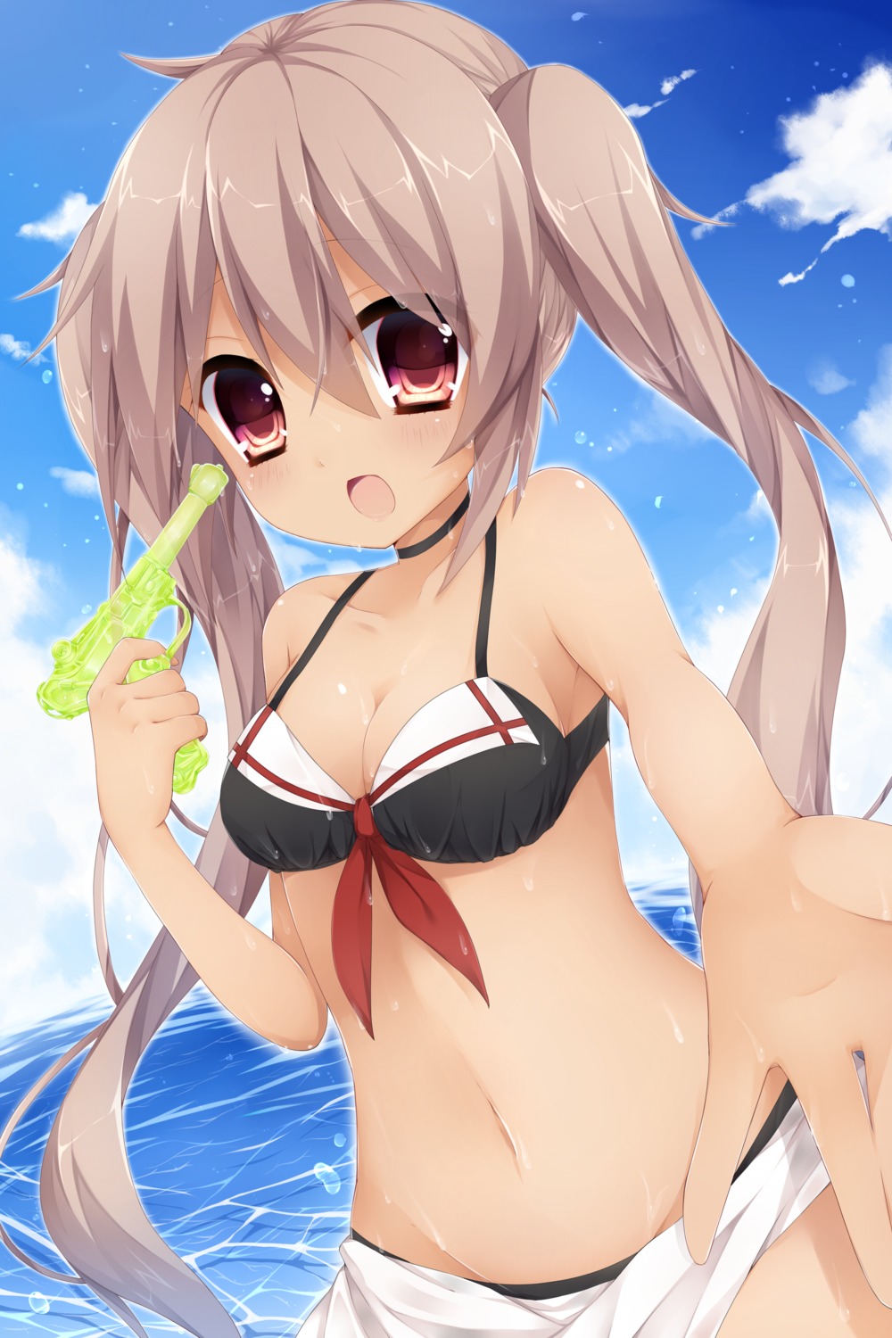 bikini cleavage gun kantai_collection kinosaki_yuta murasame_(kancolle) swimsuits wet