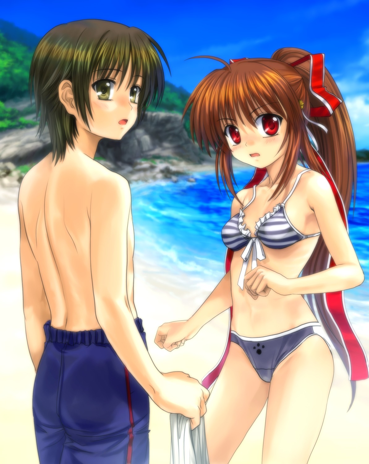 bikini little_busters! moonknives naoe_riki natsume_rin swimsuits