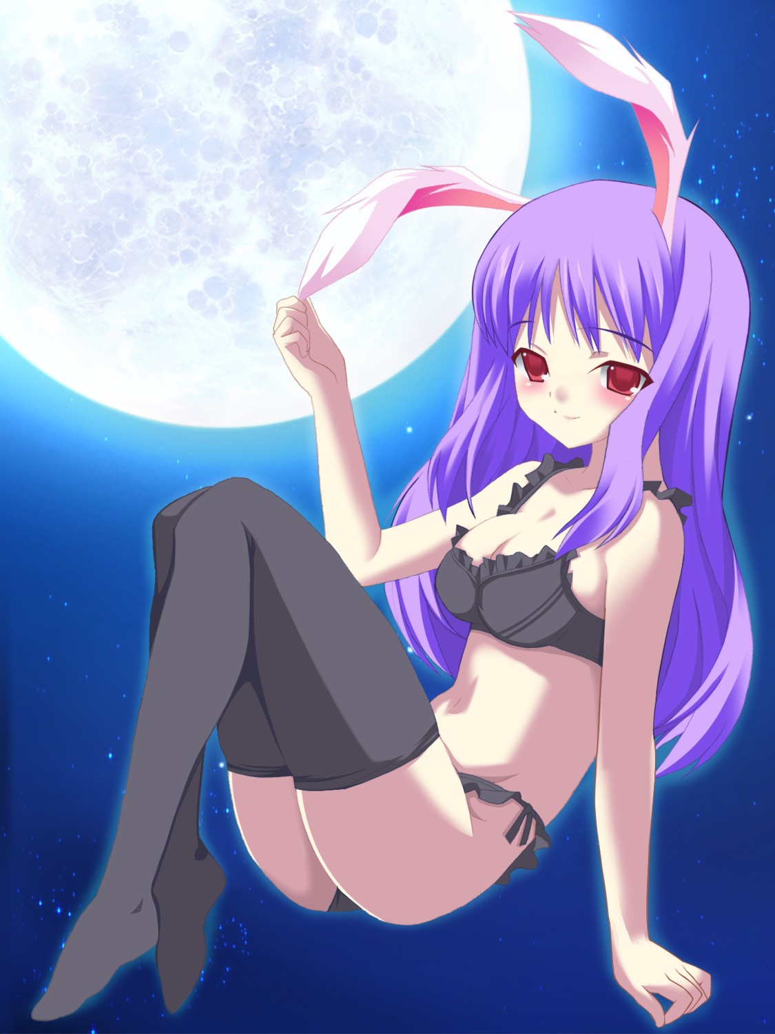 animal_ears bra bunny_ears pantsu reisen_udongein_inaba string_panties thighhighs touhou