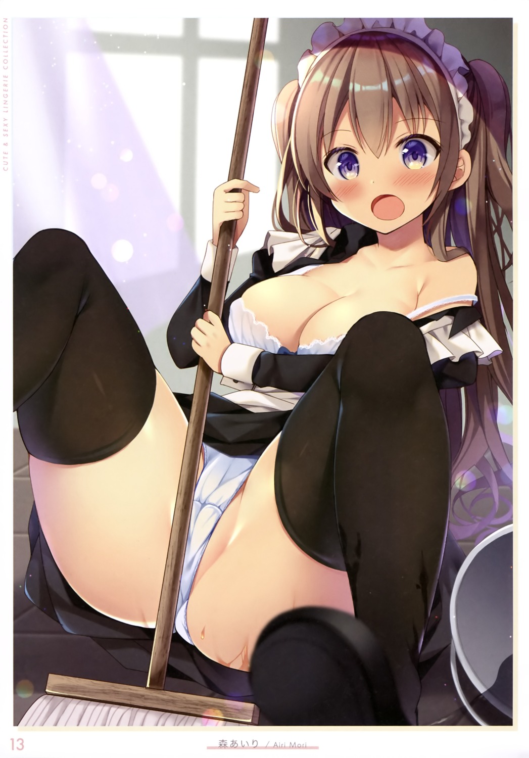 bra cameltoe cleavage maid mori_airi pantsu skirt_lift thighhighs wardrobe_malfunction