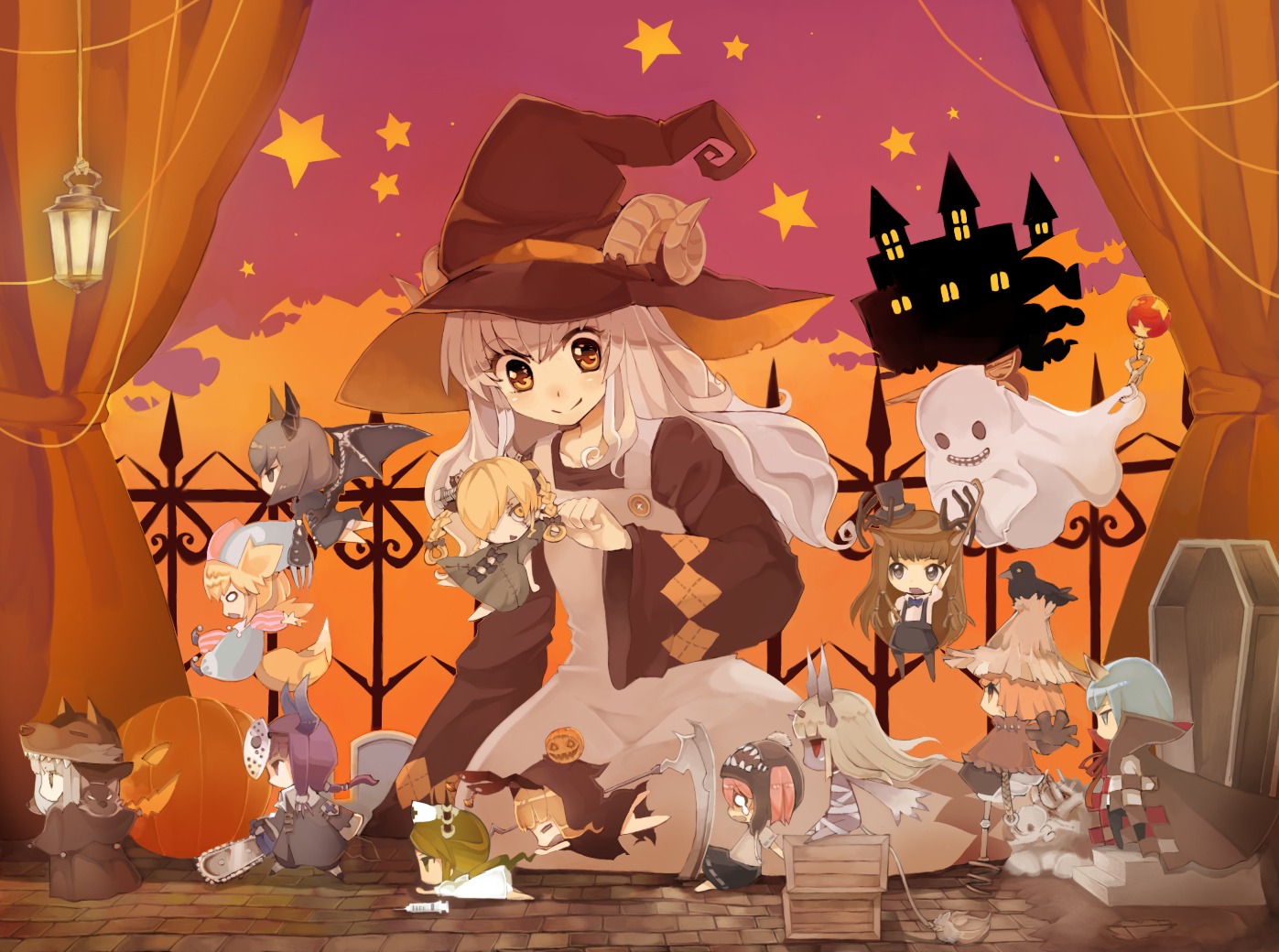 chibi halloween horns monorino witch