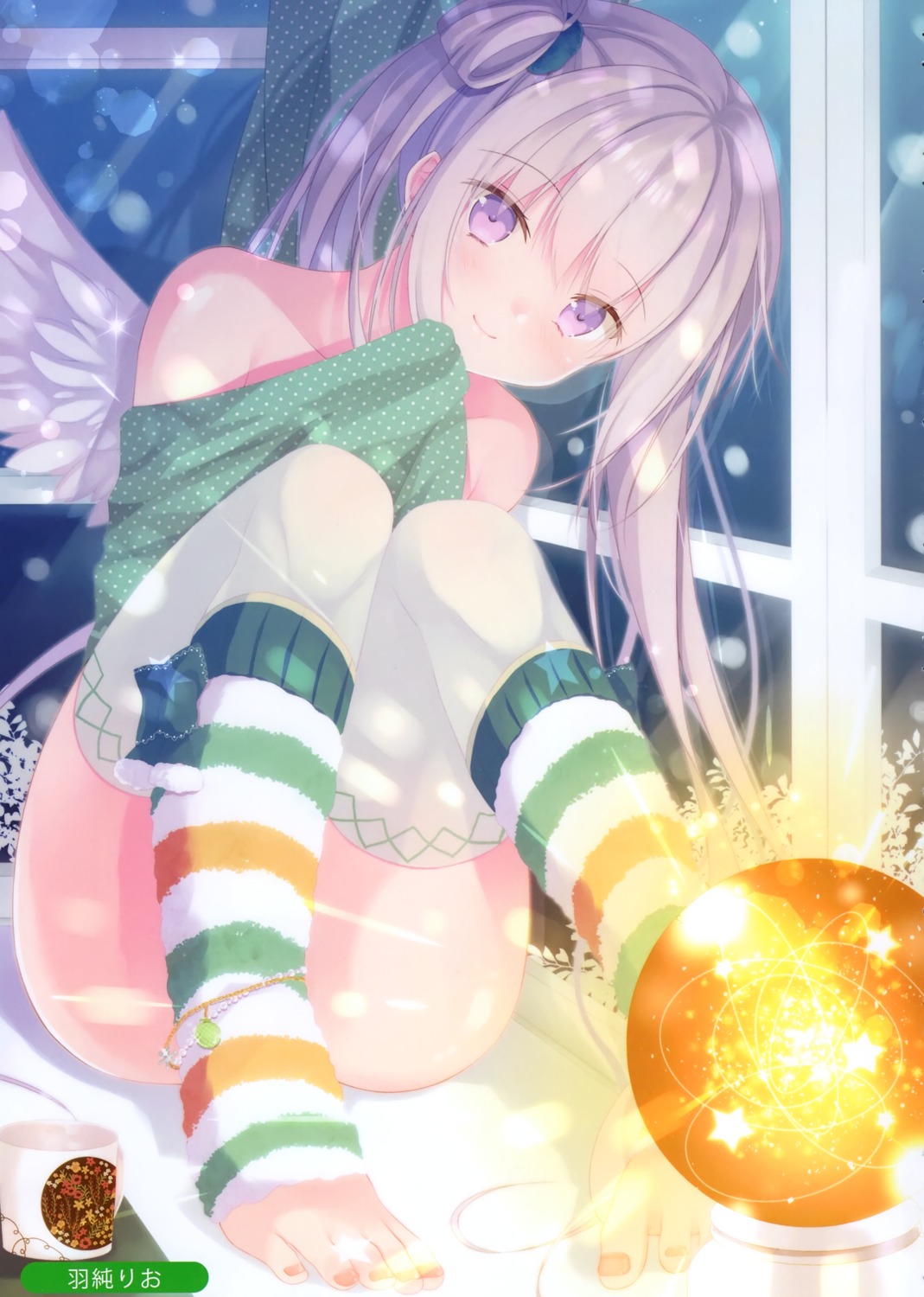 feet hazumi_rio naked thighhighs towel wings