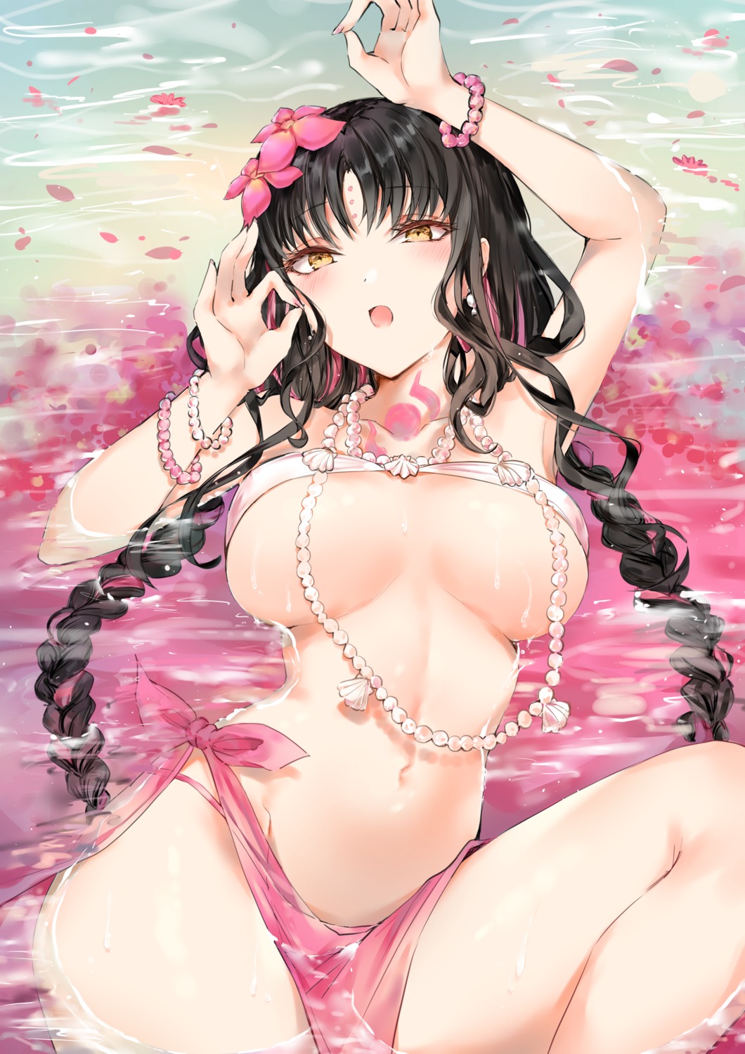 bikini erect_nipples fate/grand_order sessyoin_kiara swimsuits tattoo wet yukineko1018