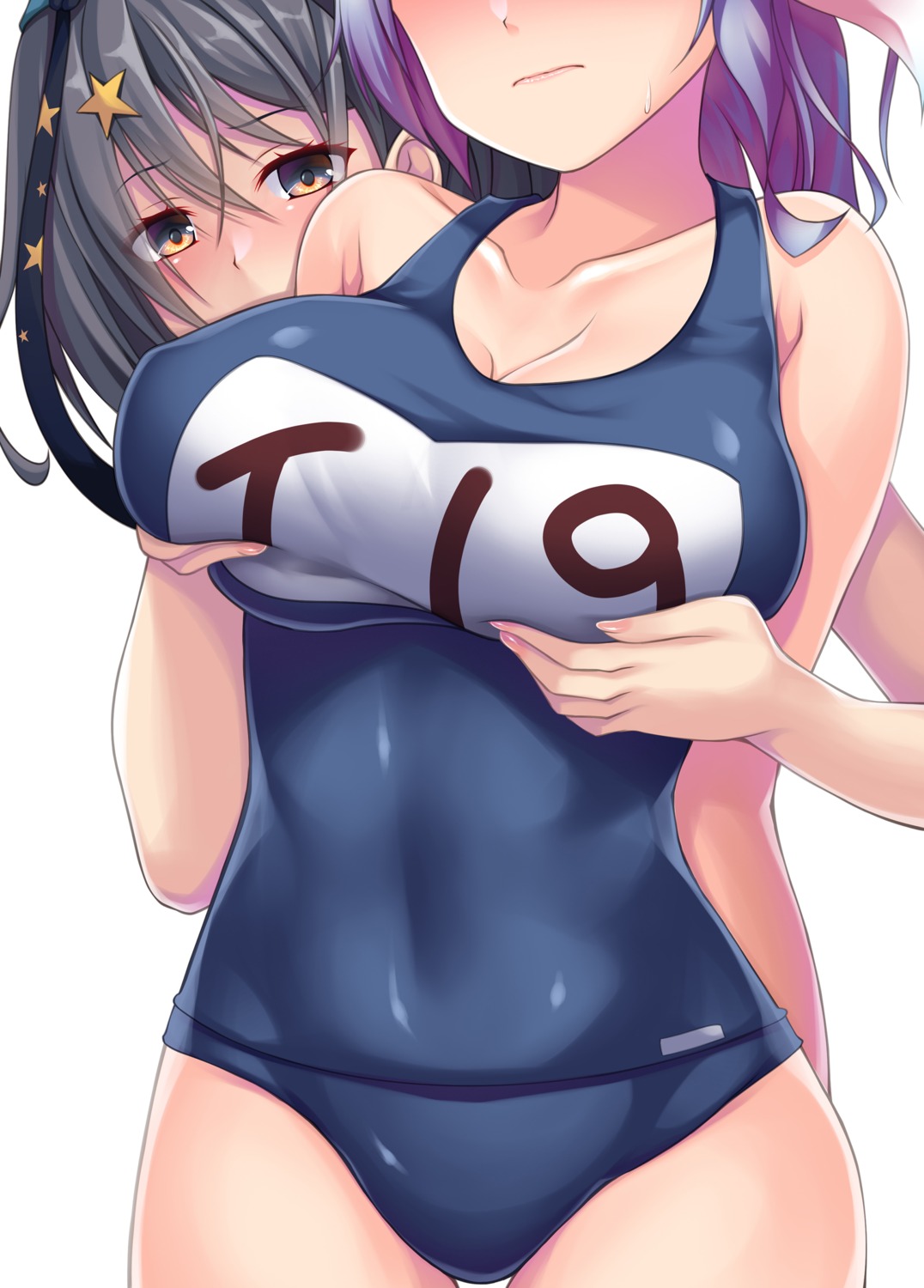 breast_hold i-19_(kancolle) kantai_collection ruin_re_birth school_swimsuit swimsuits yuri