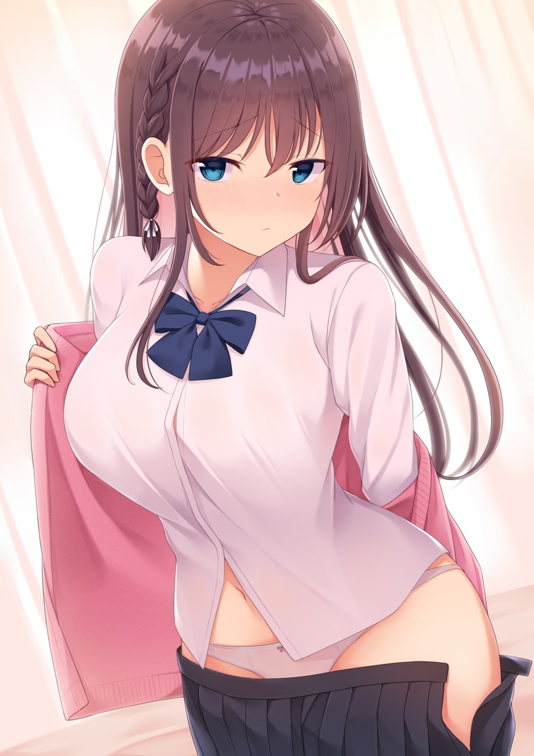 nekokobushi pantsu see_through seifuku sweater undressing