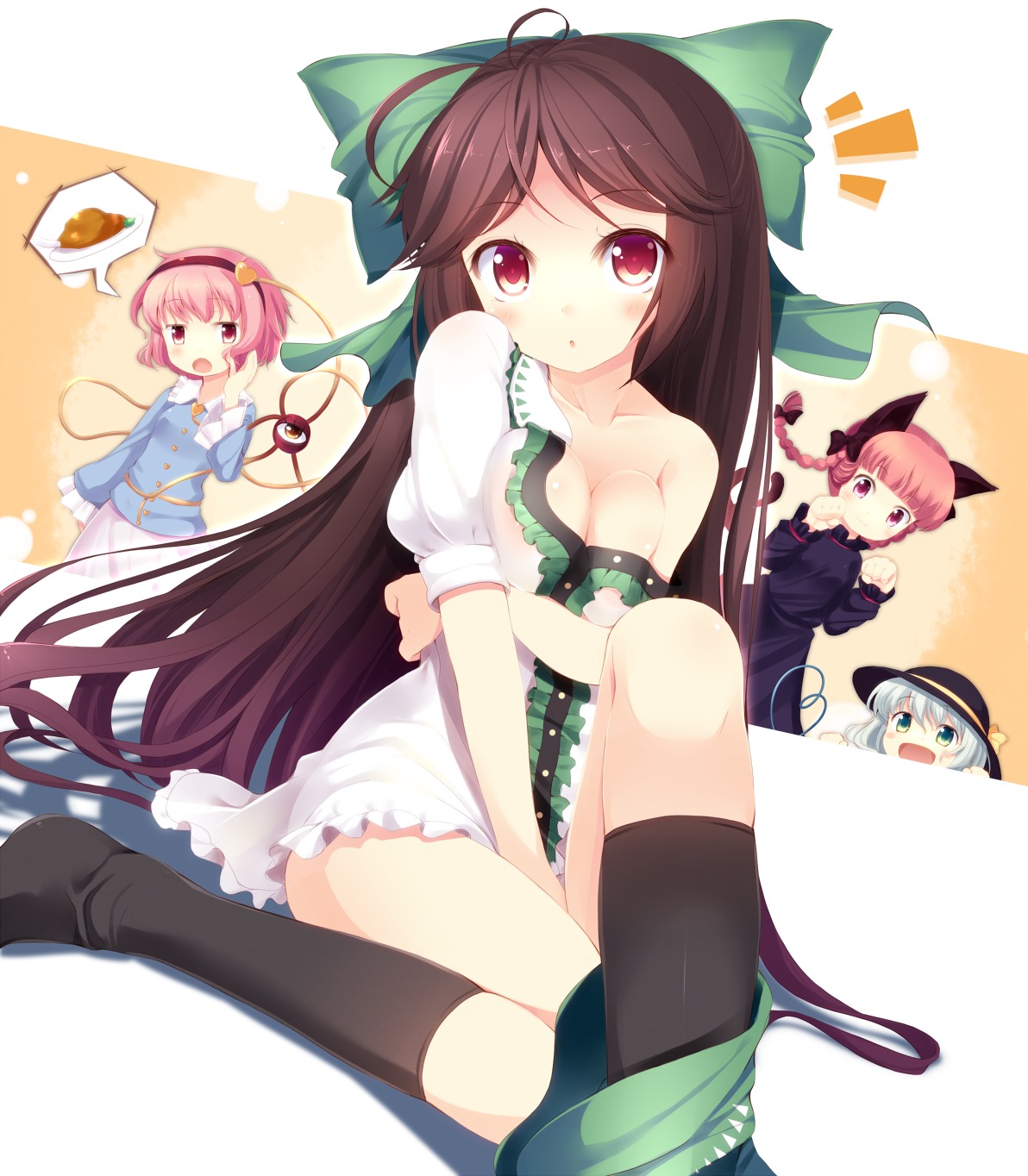 breast_hold cleavage kaenbyou_rin komeiji_koishi komeiji_satori komone_ushio reiuji_utsuho touhou undressing