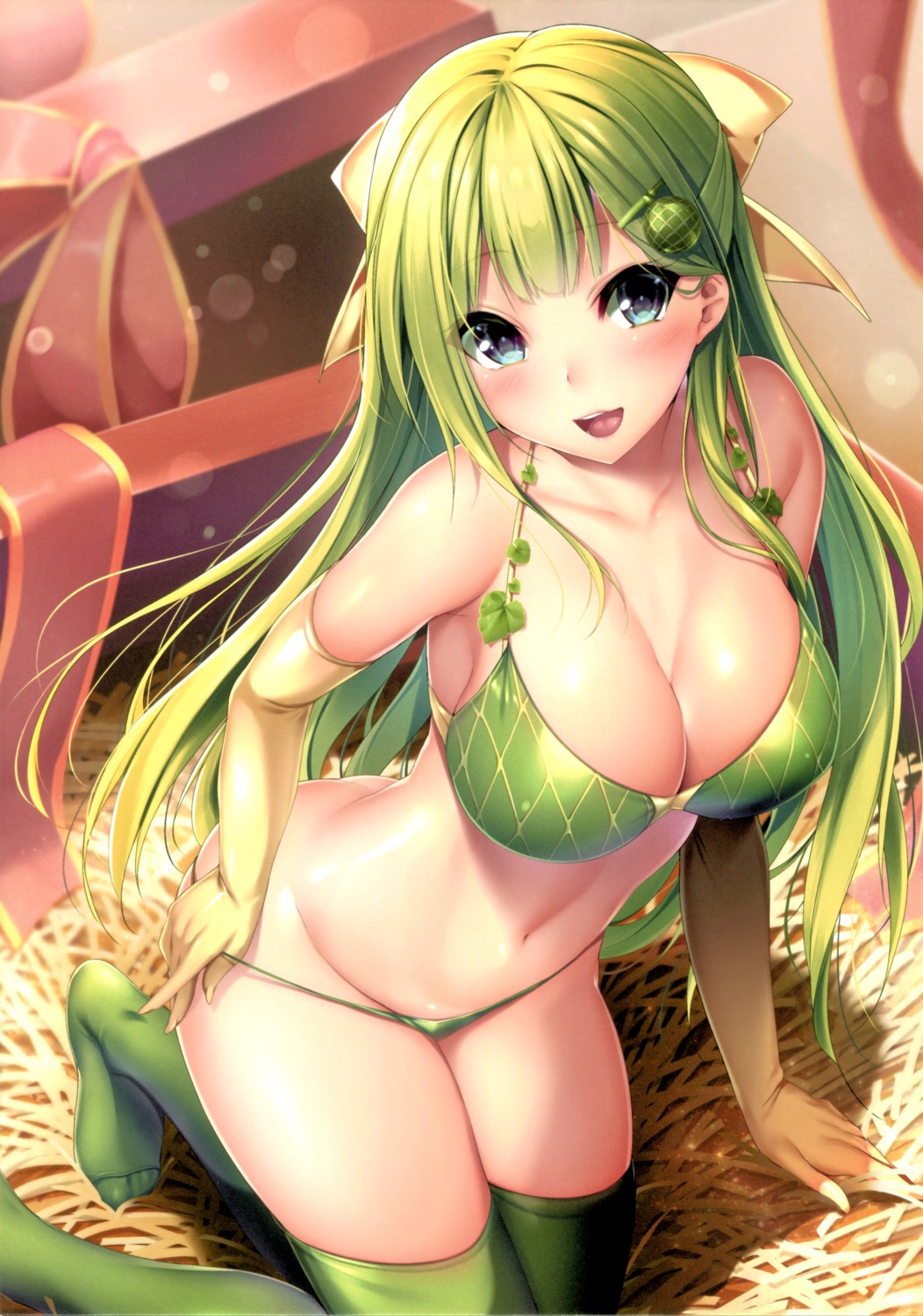 bikini cleavage melon-chan niro panty_pull swimsuits thighhighs undressing