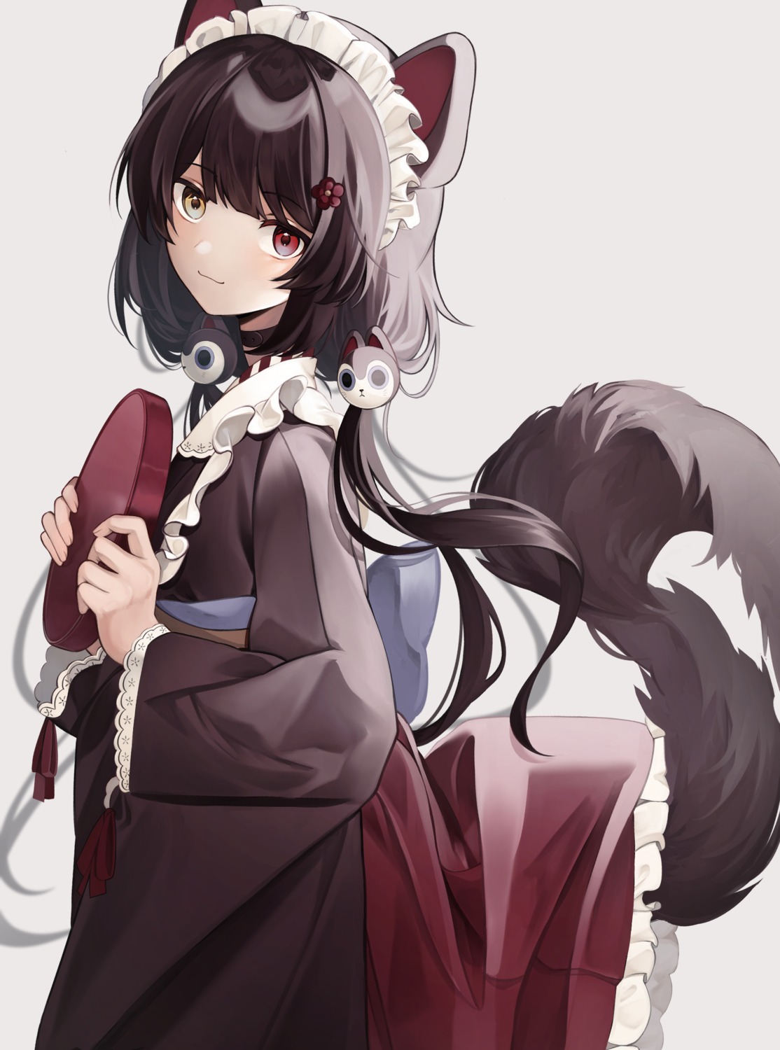 amanai_daisy animal_ears heterochromia inui_toko inumimi maid nijisanji skirt_lift tail wa_maid