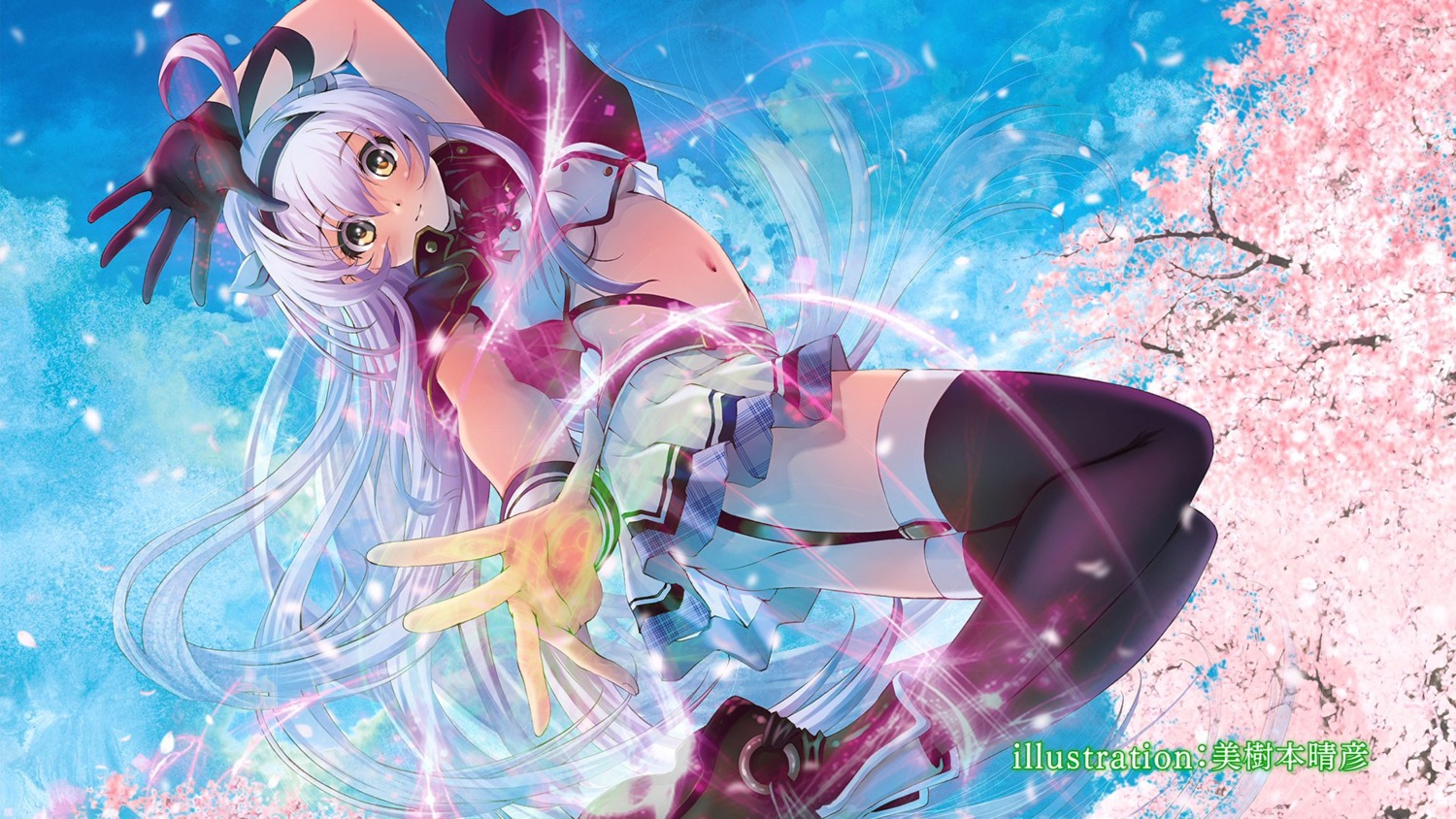 mikimoto_haruhiko rokudenashi_majutsu_koushi_to_akashic_record sistina_fibel stockings thighhighs underboob wallpaper