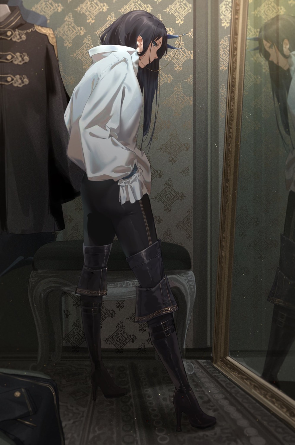 dress_shirt heels horns oekaki_taro