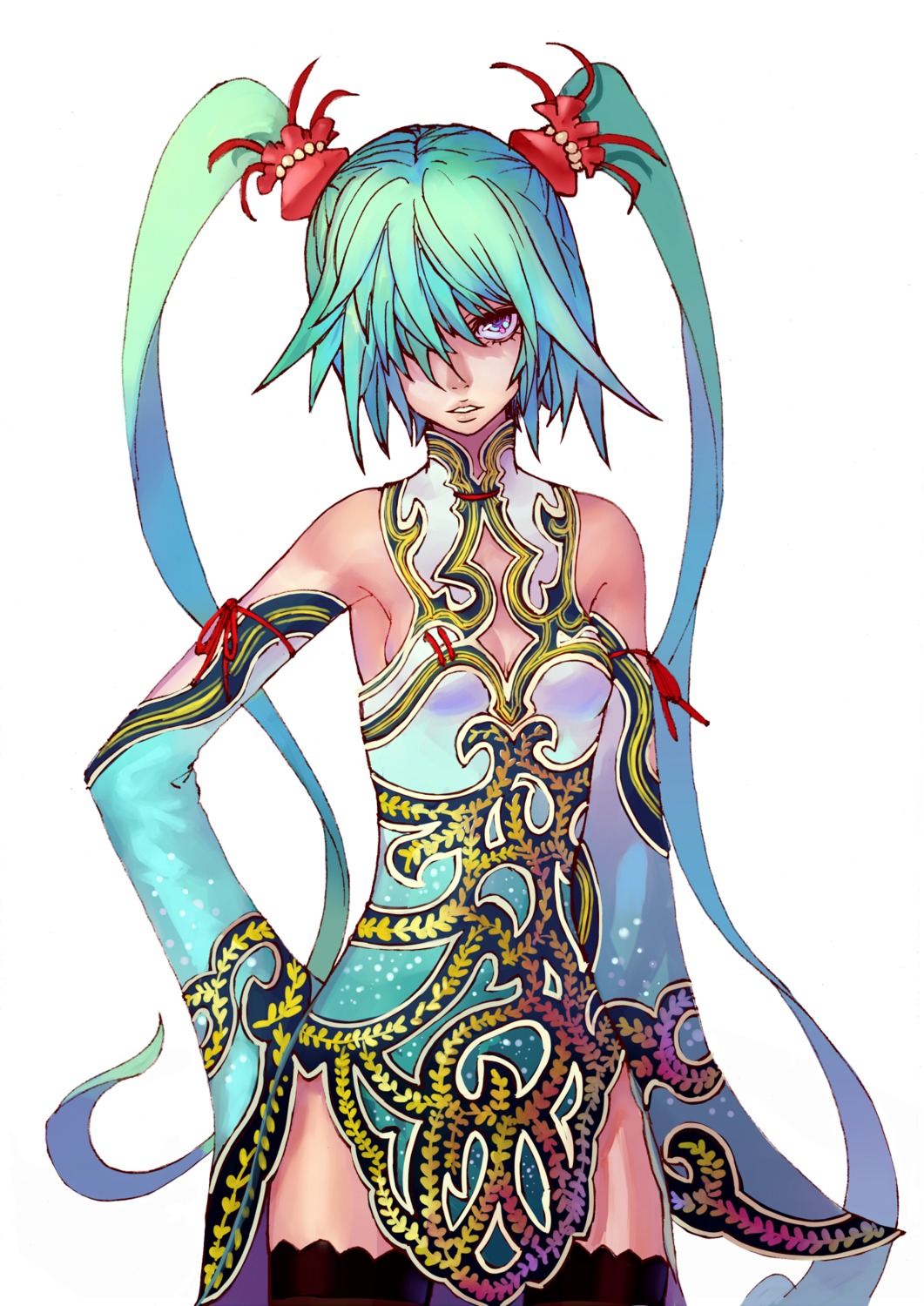 chinadress hatsune_miku kansousamehada thighhighs vocaloid