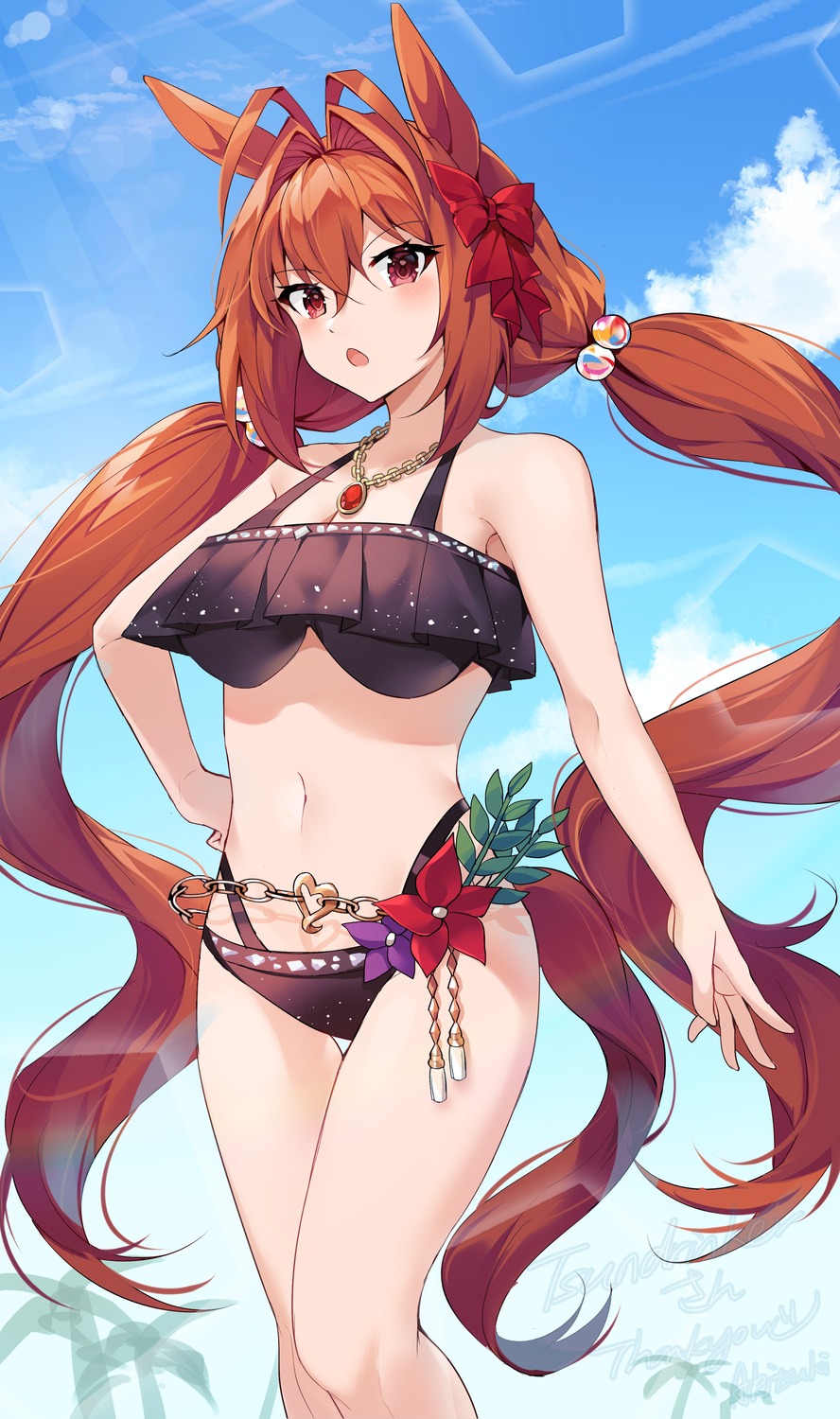 akitsuki_(oenothera) animal_ears bikini daiwa_scarlet_(umamusume) swimsuits tail uma_musume_pretty_derby