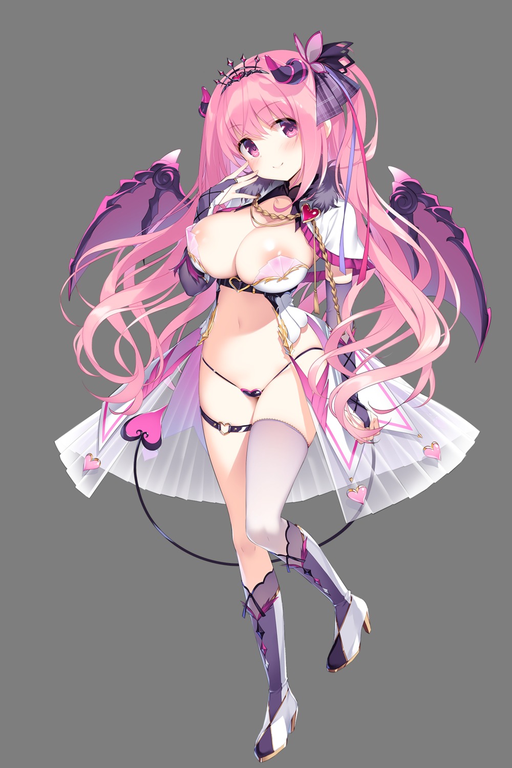 anneliese areola garter heels horns kimagure_temptation kimagure_temptation_2:_yuuyami_kaikitan kimishima_ao no_bra pantsu see_through silky's_plus_wasabi tail thighhighs transparent_png wings