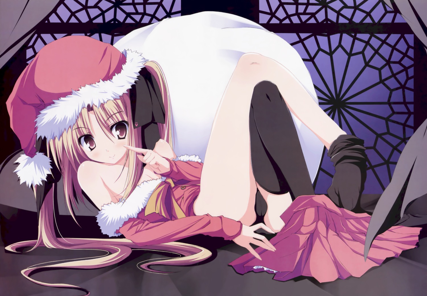 cameltoe christmas hiiragi_nazuna pantsu thighhighs tsukinon tsukisome_no_kasa undressing