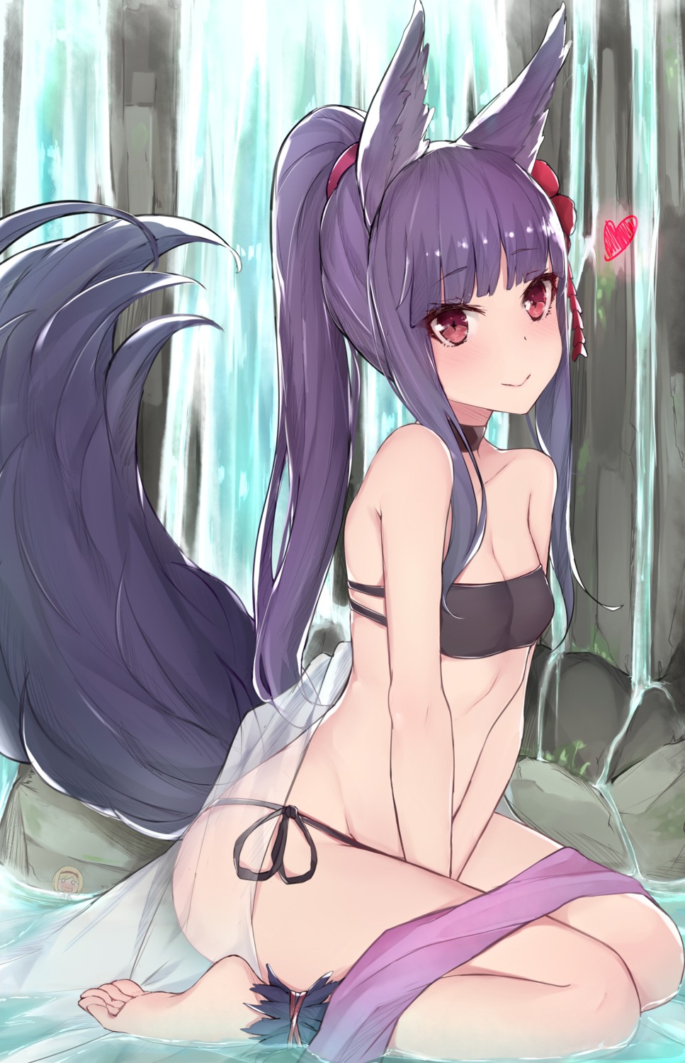 animal_ears bikini cleavage granblue_fantasy sherryqq swimsuits tail wet yuel_(granblue_fantasy)