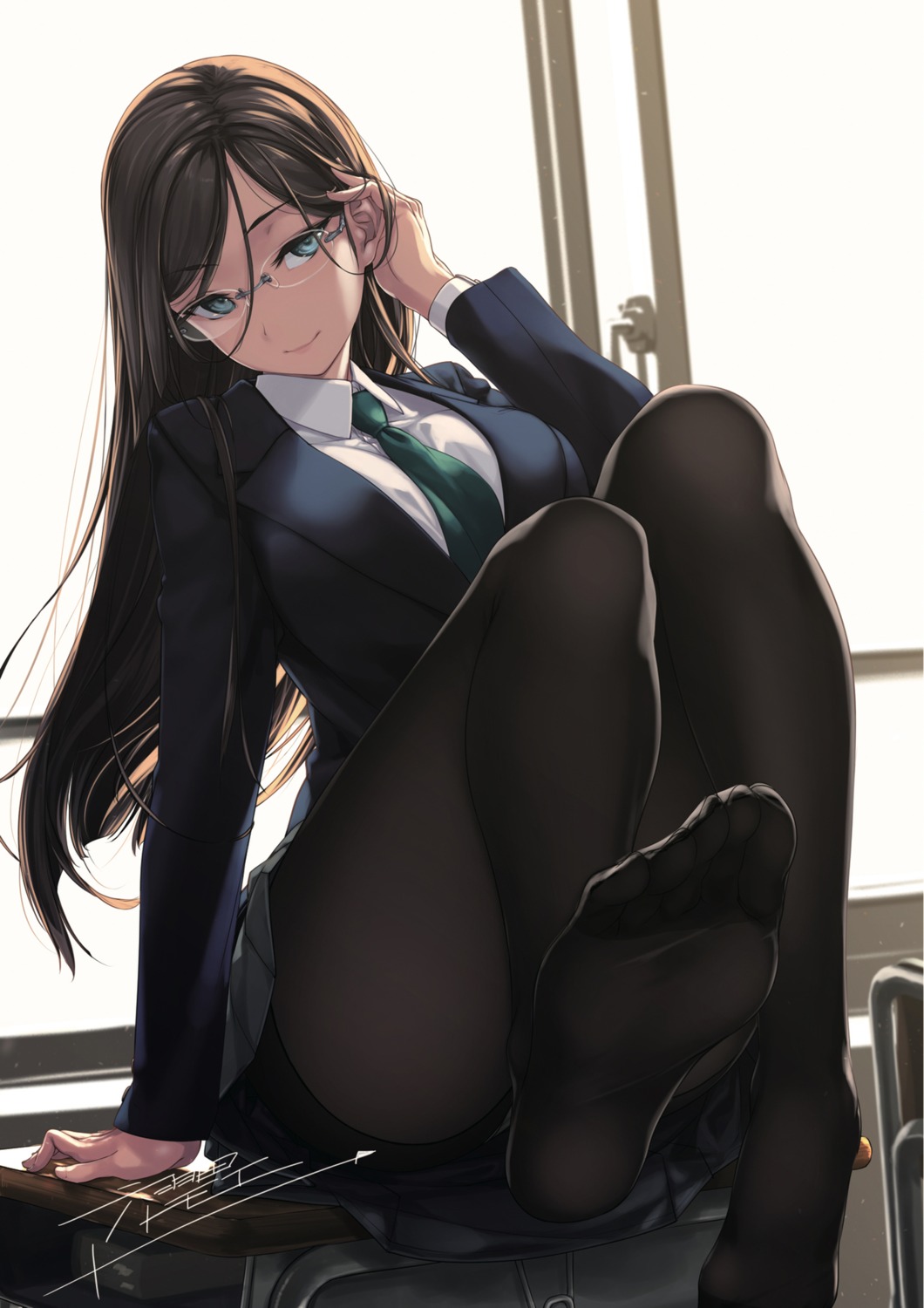 feet megane pantsu pantyhose rokuwata_tomoe seifuku