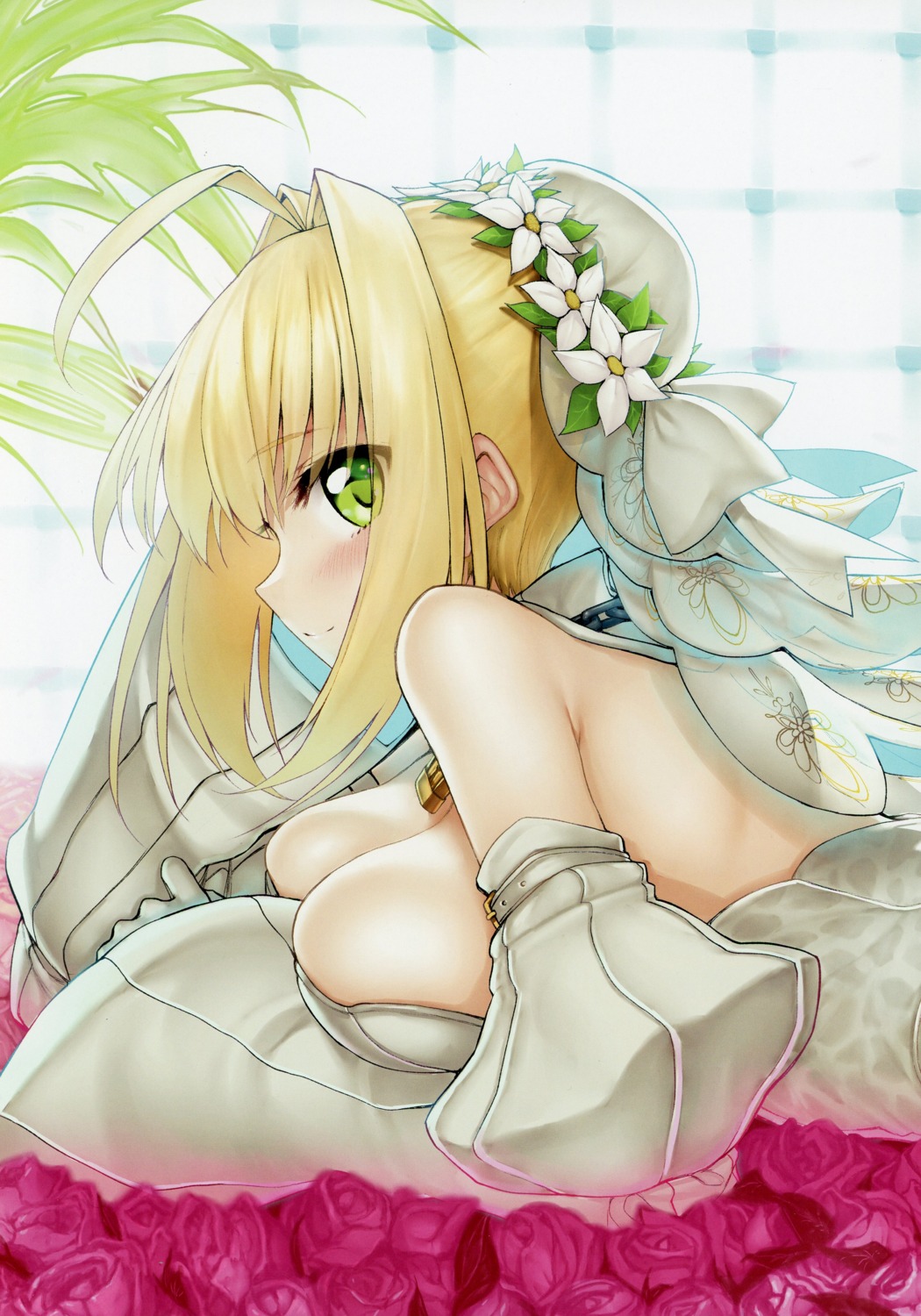 beauty_love cleavage fate/grand_order marked-two saber_bride saber_extra see_through