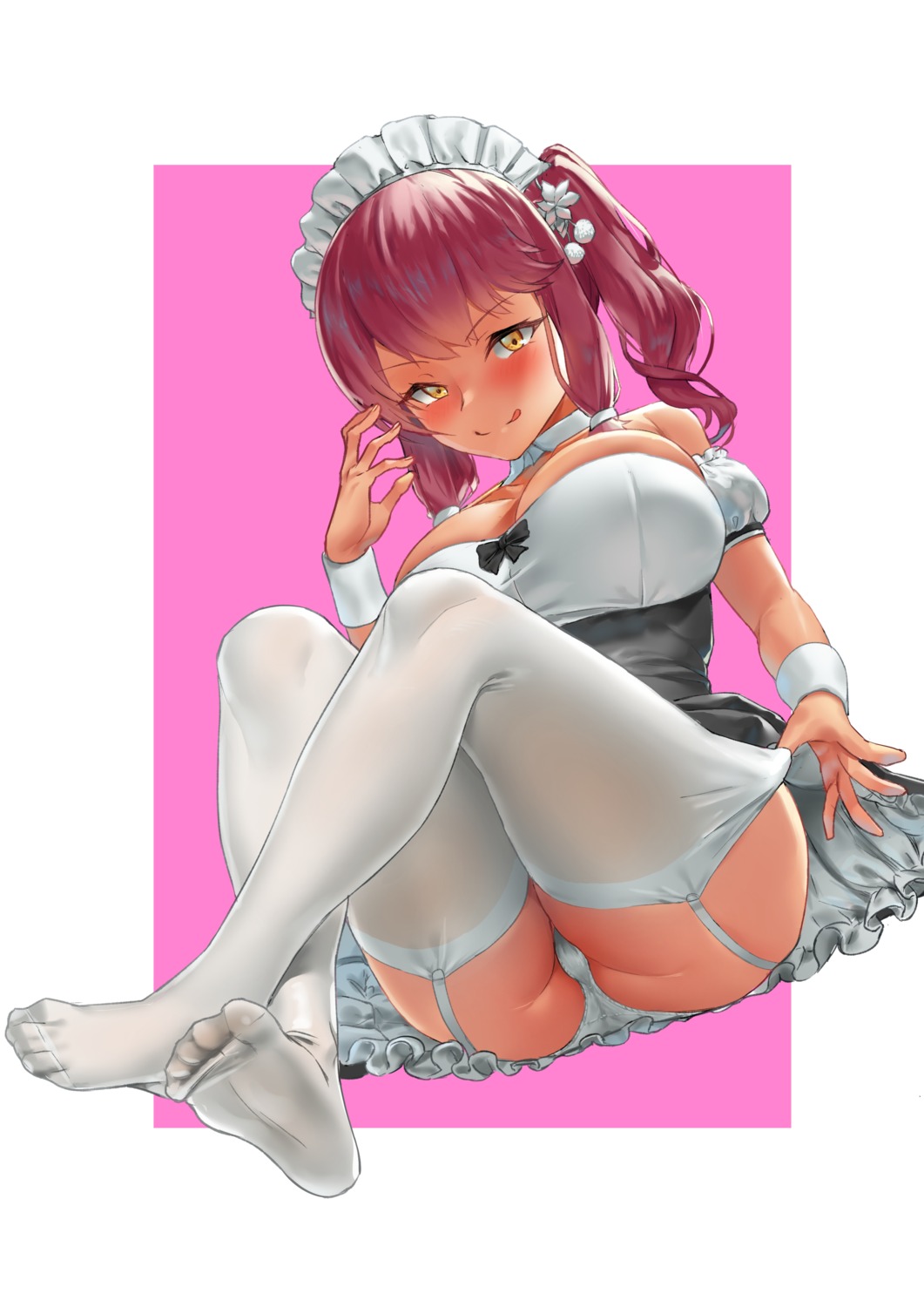 cameltoe feet girls_frontline maid pantsu saiga-12_(girls_frontline) skirt_lift stockings thighhighs urrrt