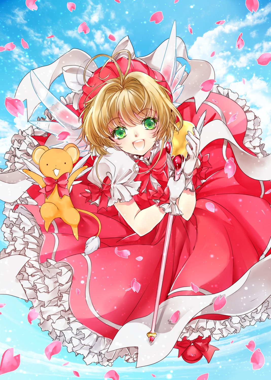 card_captor_sakura dress kerberos kinomoto_sakura tsuna2727 weapon wings