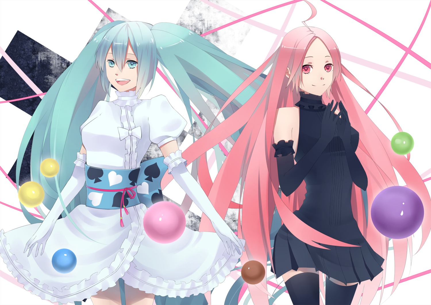 dress hatsune_miku miki_(vocaloid) sougishi_ego thighhighs vocaloid